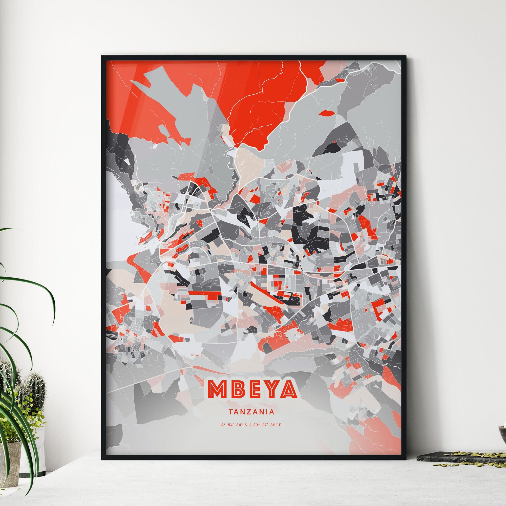 Colorful MBEYA TANZANIA Fine Art Map Modern