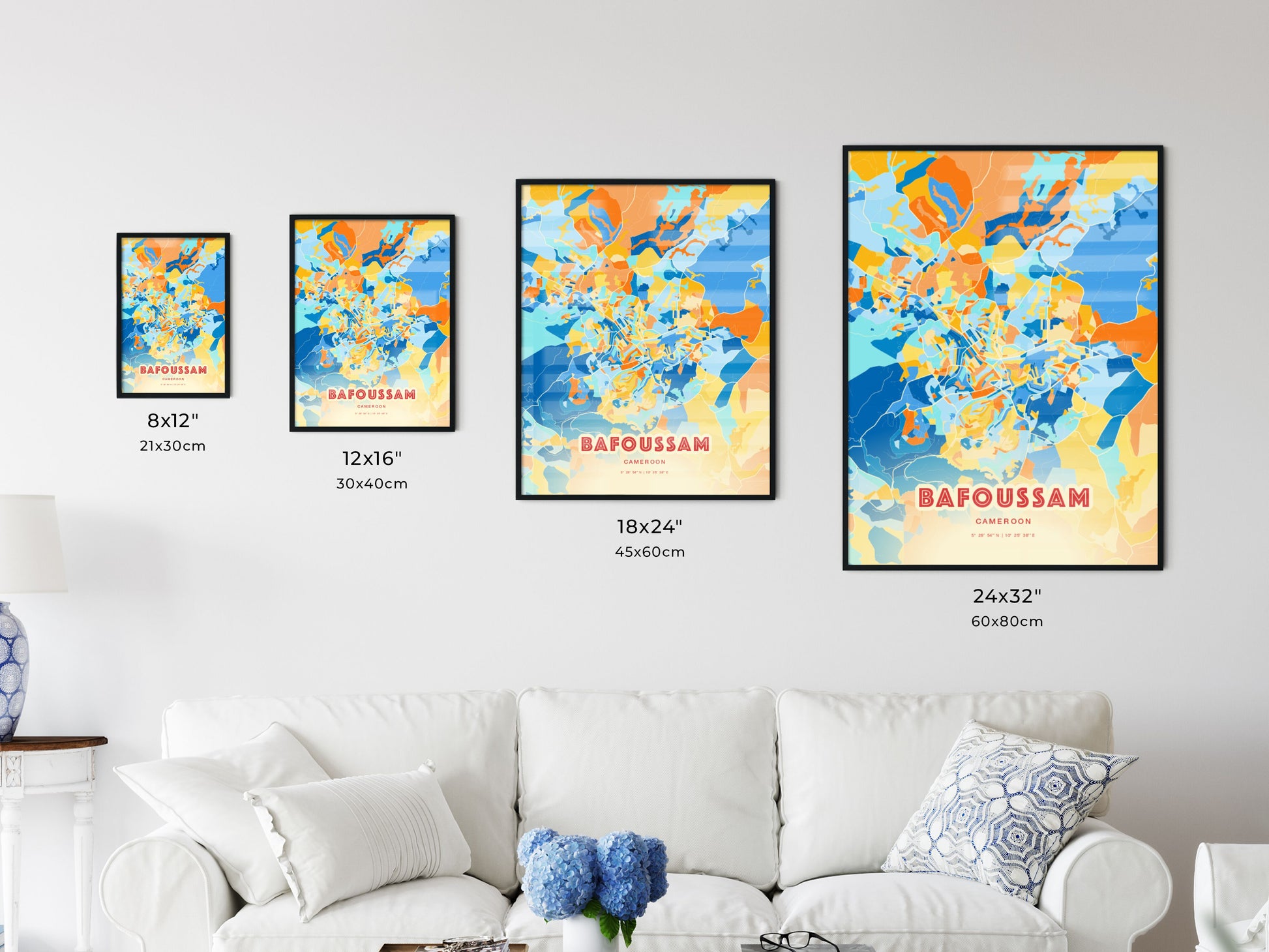 Colorful BAFOUSSAM CAMEROON Fine Art Map