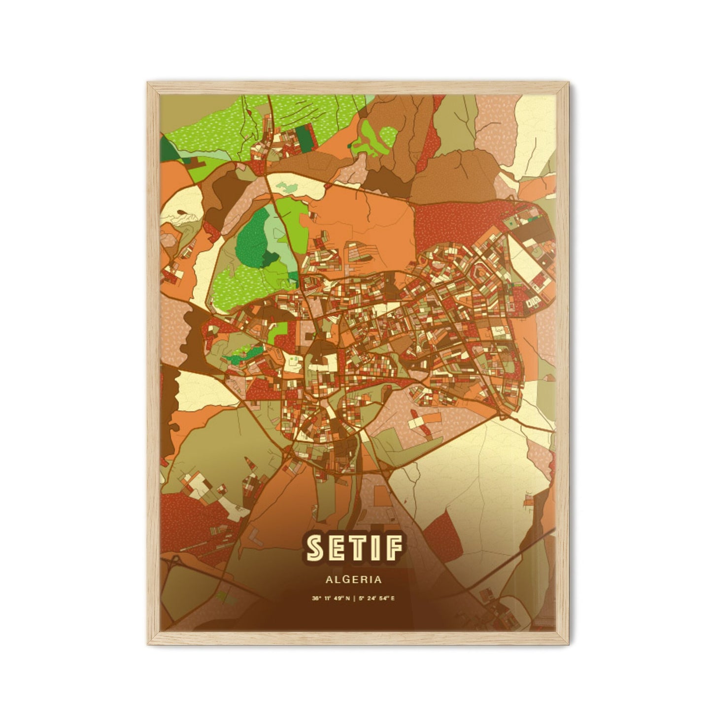 Colorful SETIF ALGERIA Fine Art Map Farmhouse