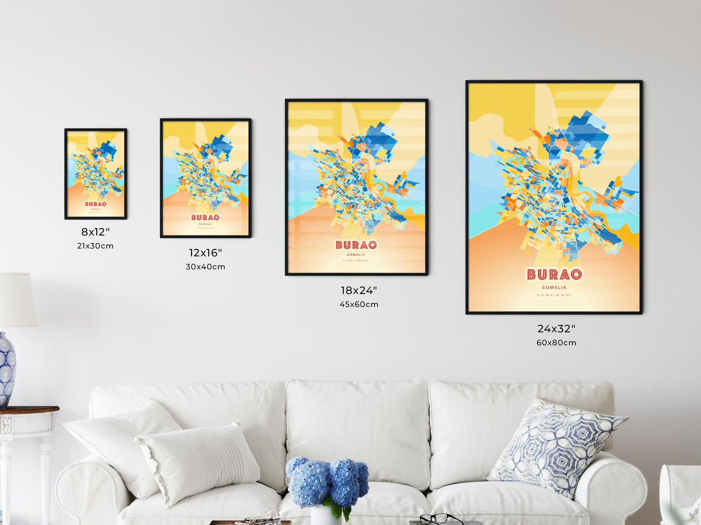 Colorful BURAO SOMALIA Fine Art Map