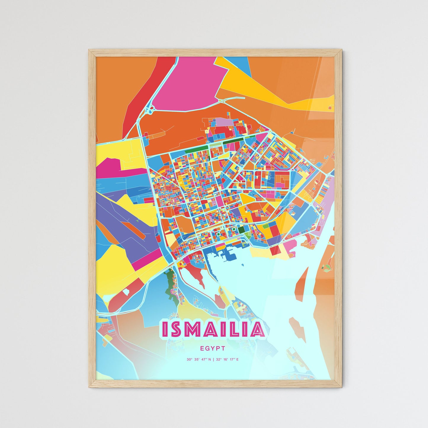 Colorful ISMAILIA EGYPT Fine Art Map Crazy Colors