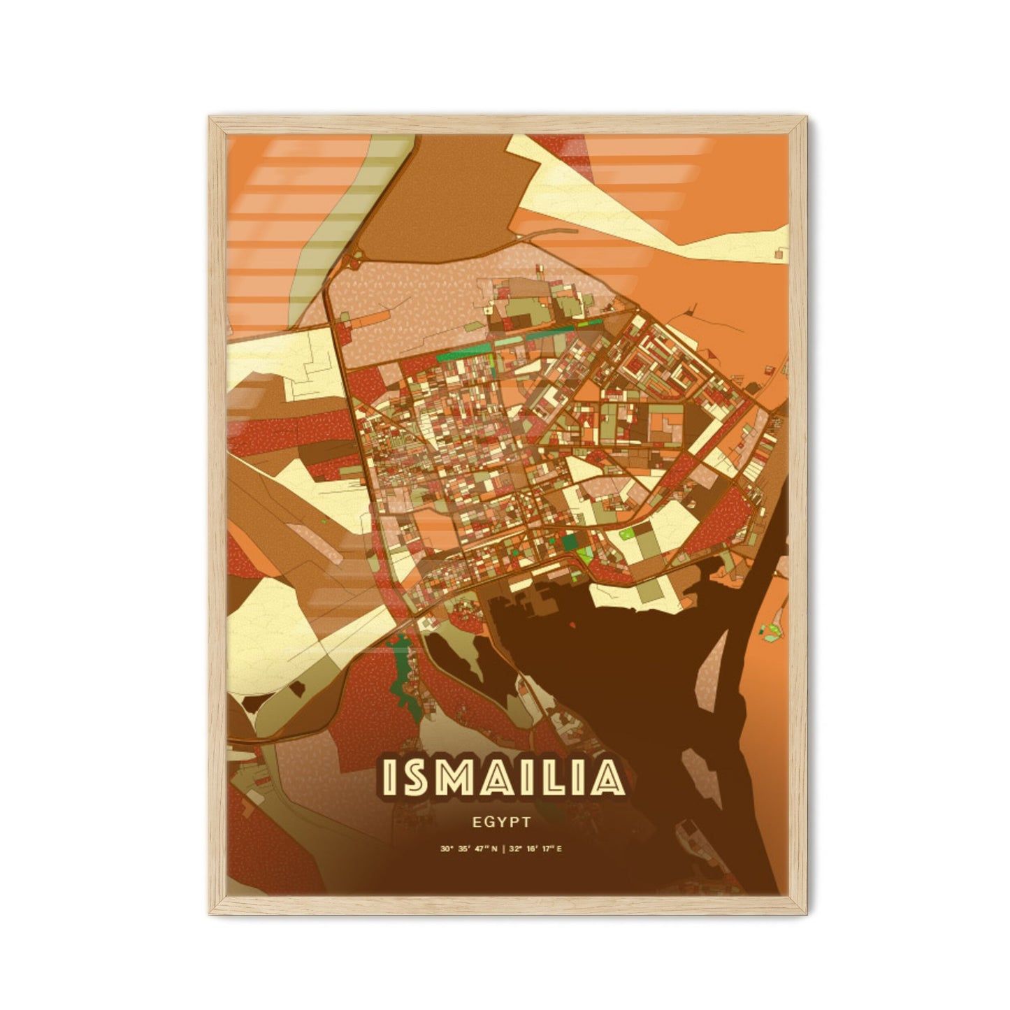 Colorful ISMAILIA EGYPT Fine Art Map Farmhouse