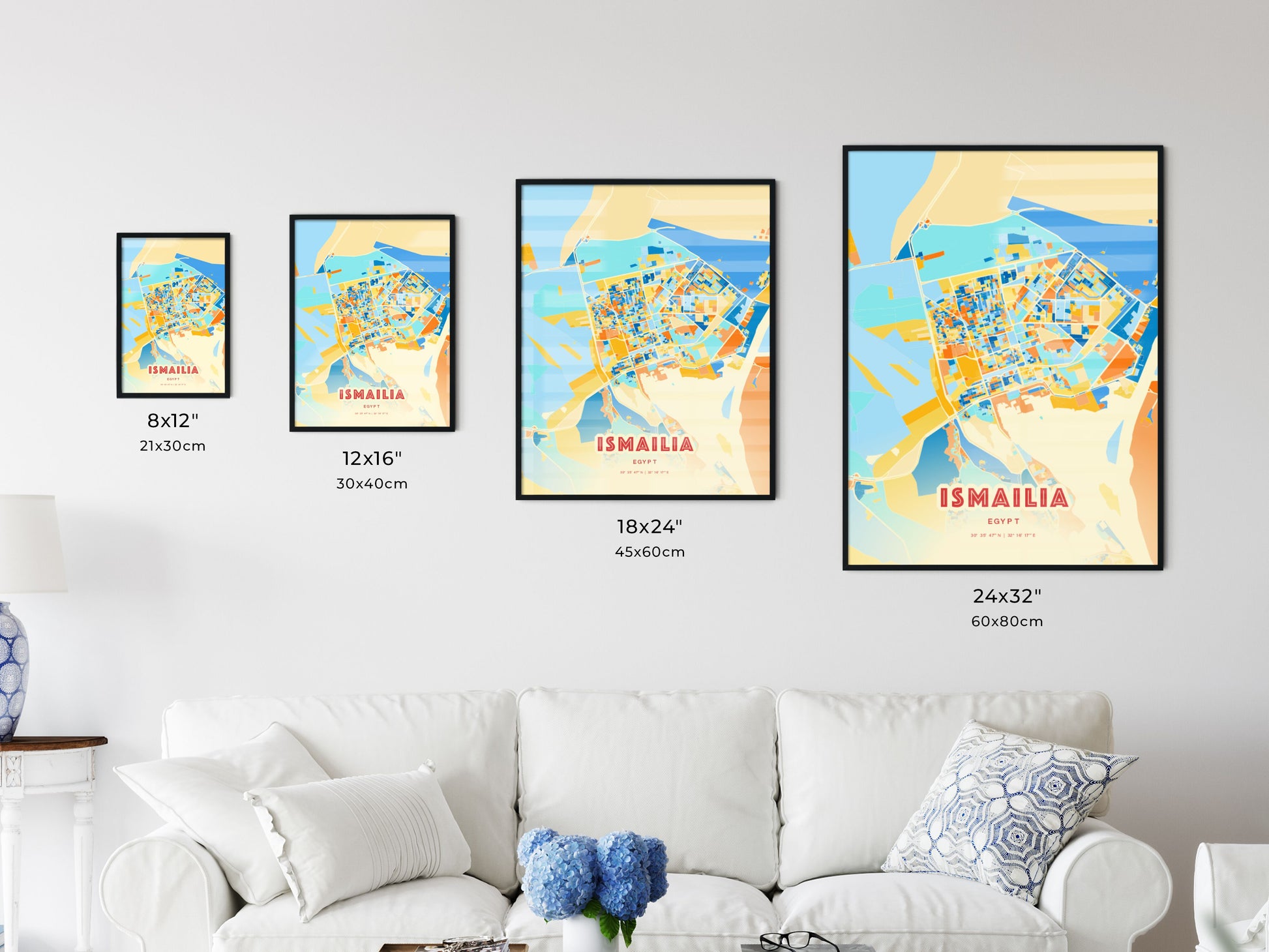 Colorful ISMAILIA EGYPT Fine Art Map