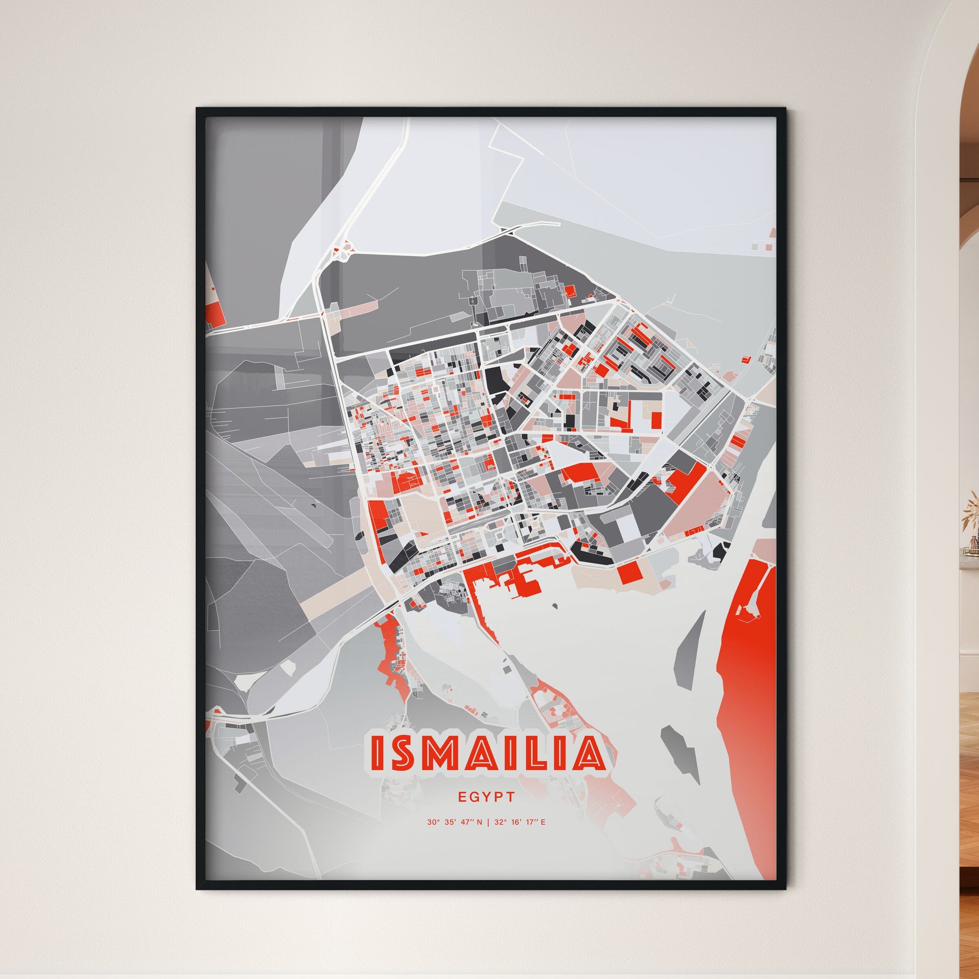 Colorful ISMAILIA EGYPT Fine Art Map Modern