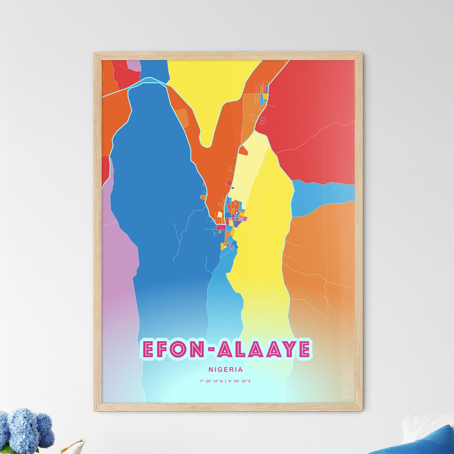Colorful EFON-ALAAYE NIGERIA Fine Art Map Crazy Colors