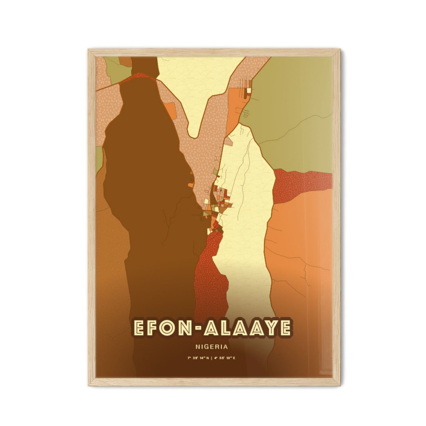 Colorful EFON-ALAAYE NIGERIA Fine Art Map Farmhouse