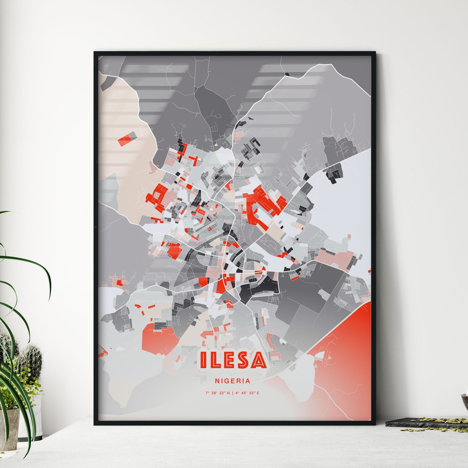 Colorful ILESA NIGERIA Fine Art Map Modern