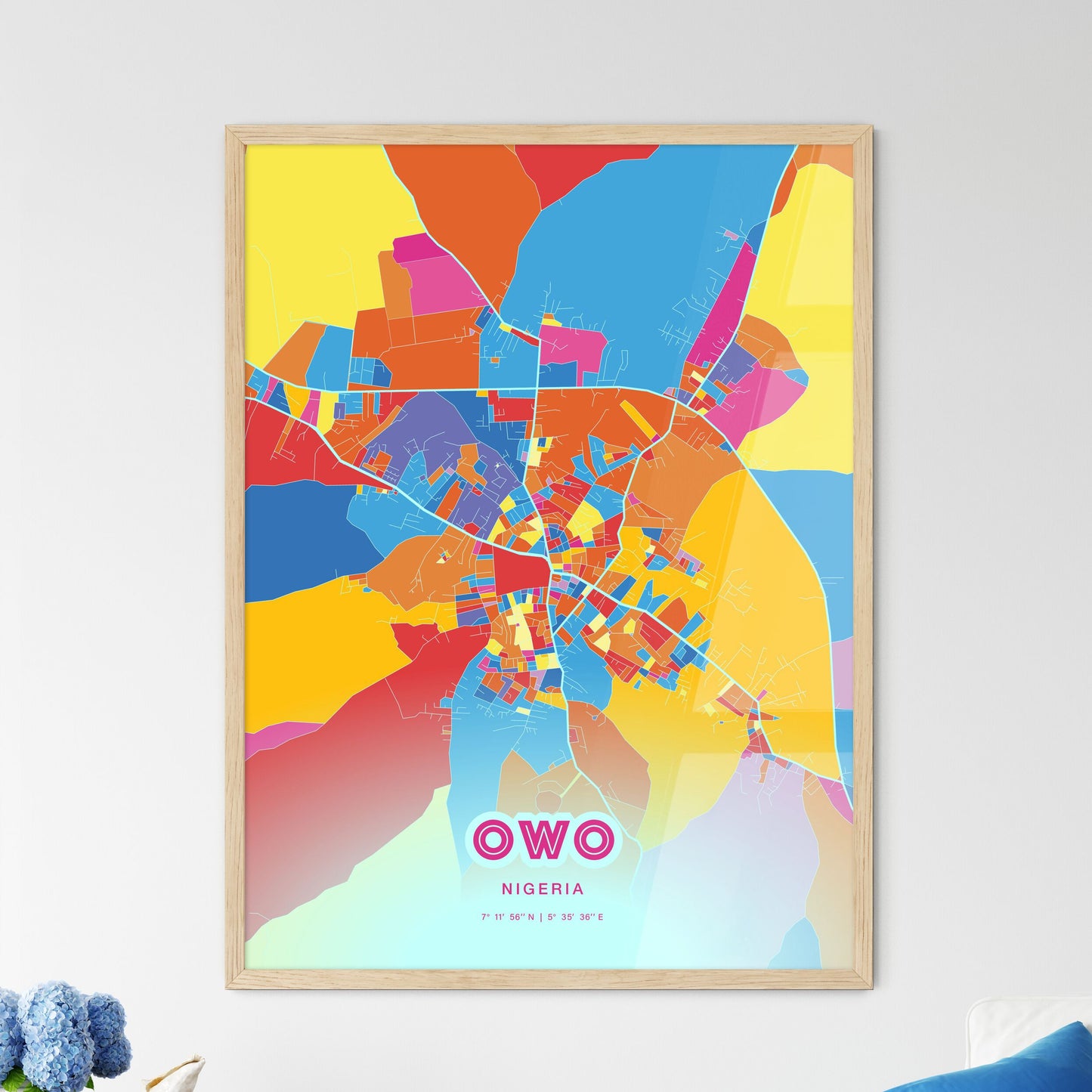 Colorful OWO NIGERIA Fine Art Map Crazy Colors