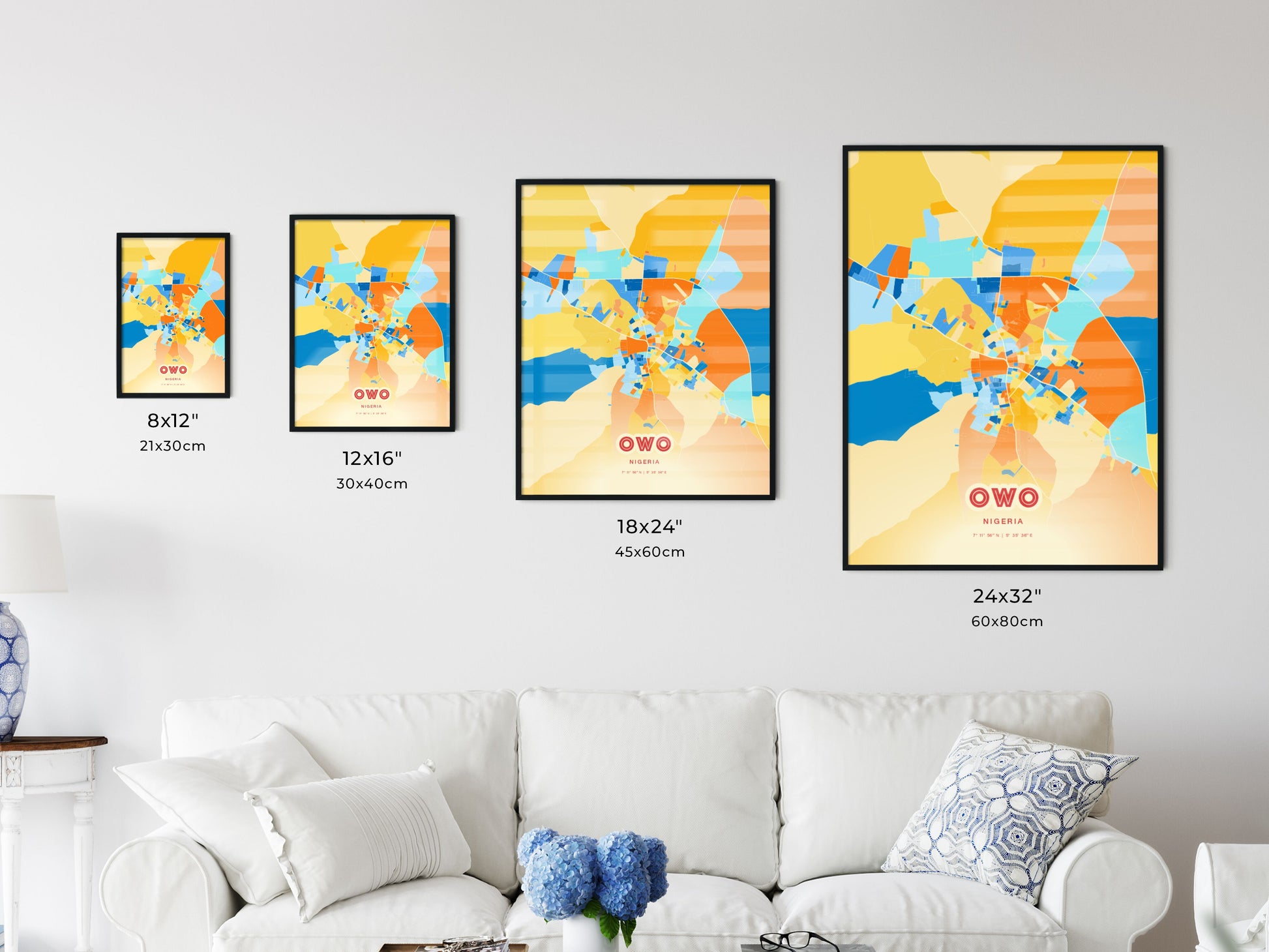 Colorful OWO NIGERIA Fine Art Map