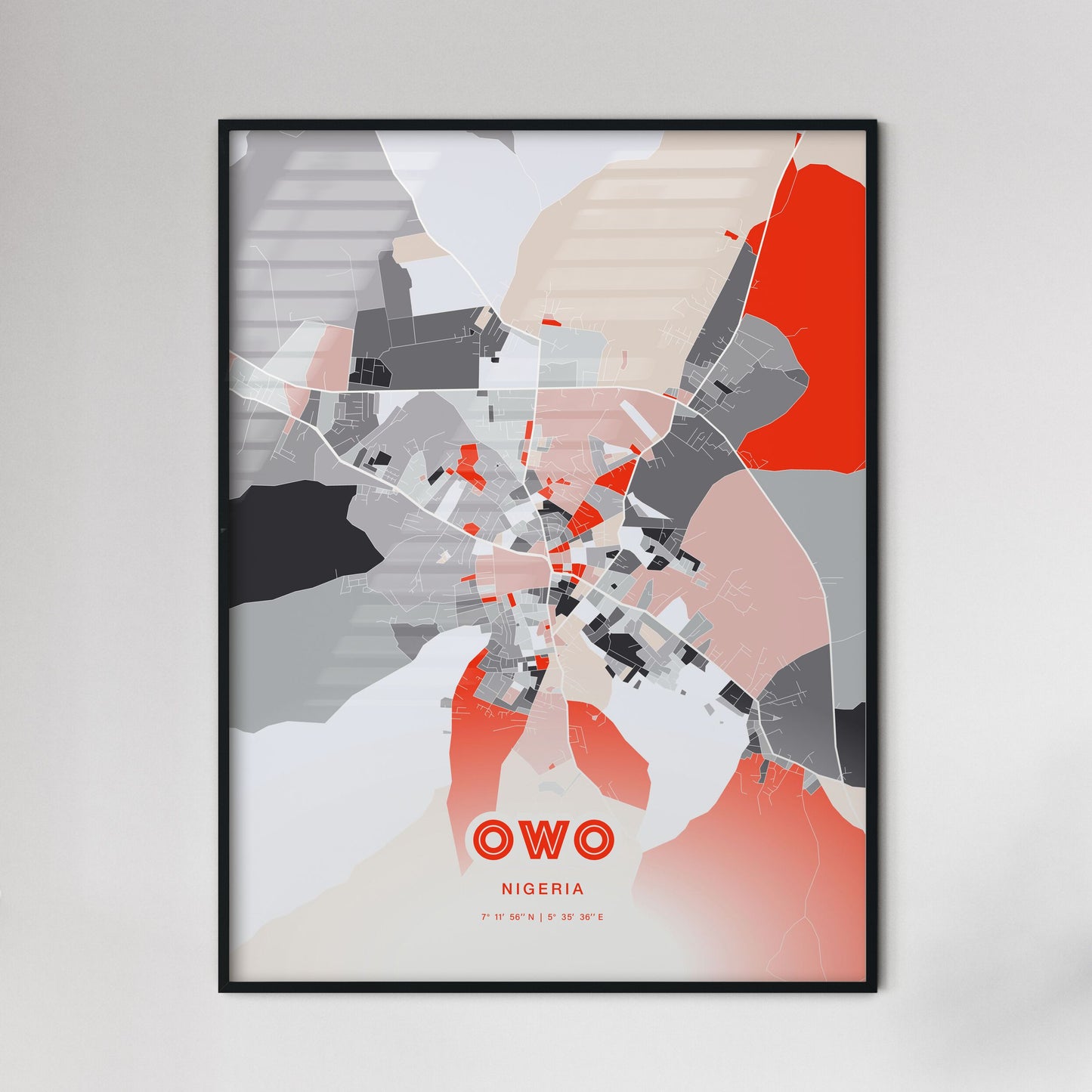 Colorful OWO NIGERIA Fine Art Map Modern