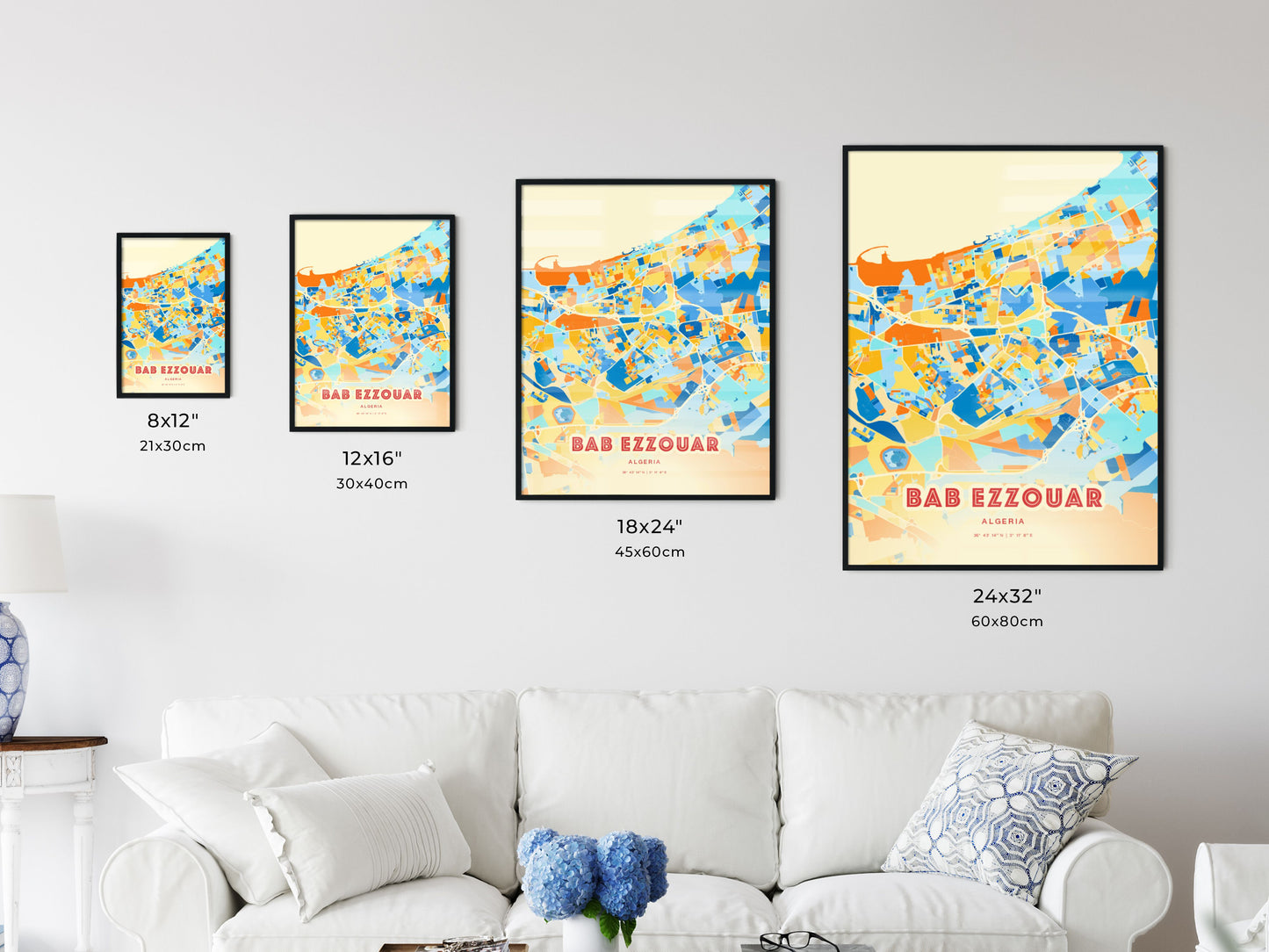 Colorful BAB EZZOUAR ALGERIA Fine Art Map