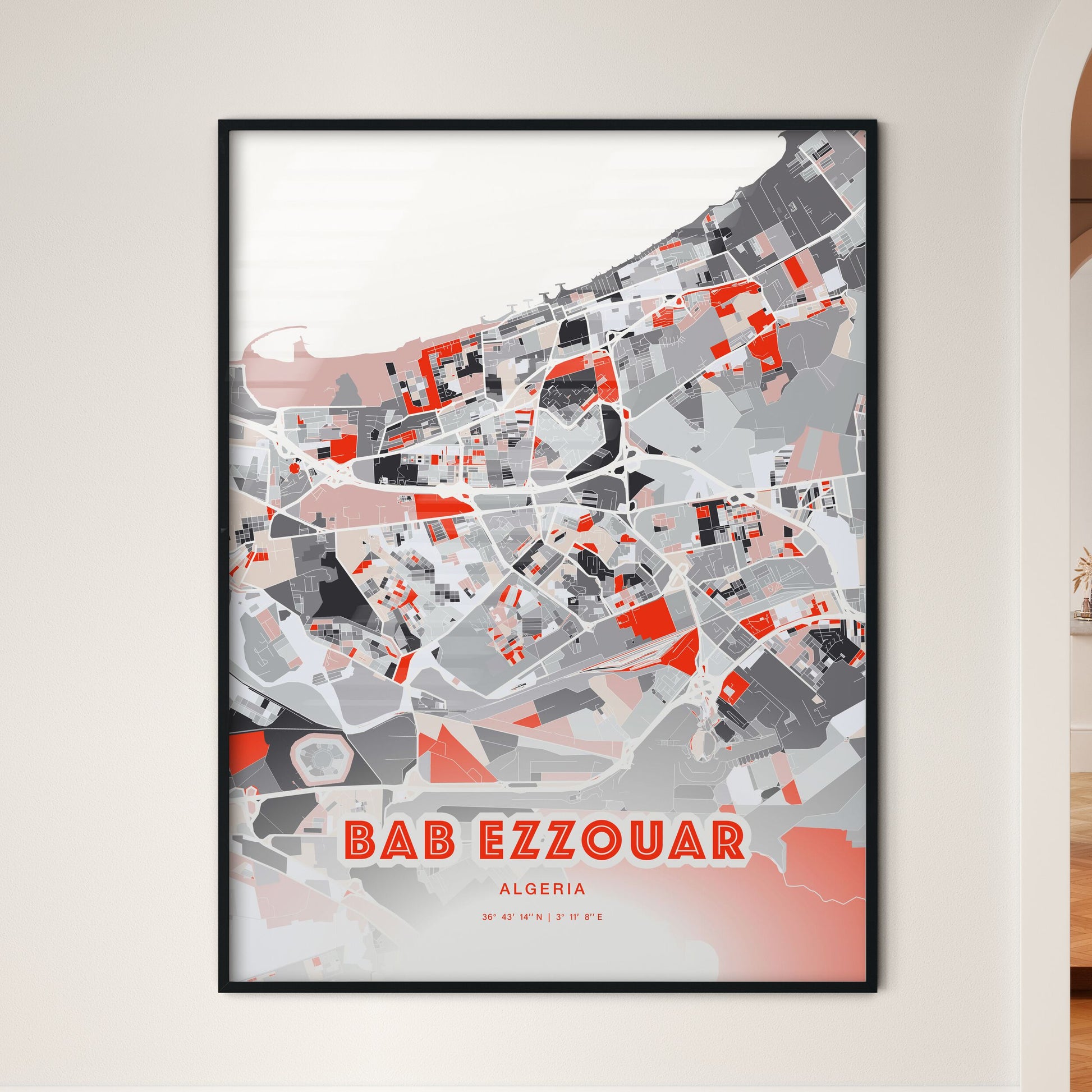 Colorful BAB EZZOUAR ALGERIA Fine Art Map Modern