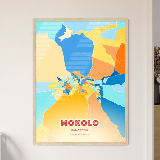 Colorful MOKOLO CAMEROON Fine Art Map Blue Orange