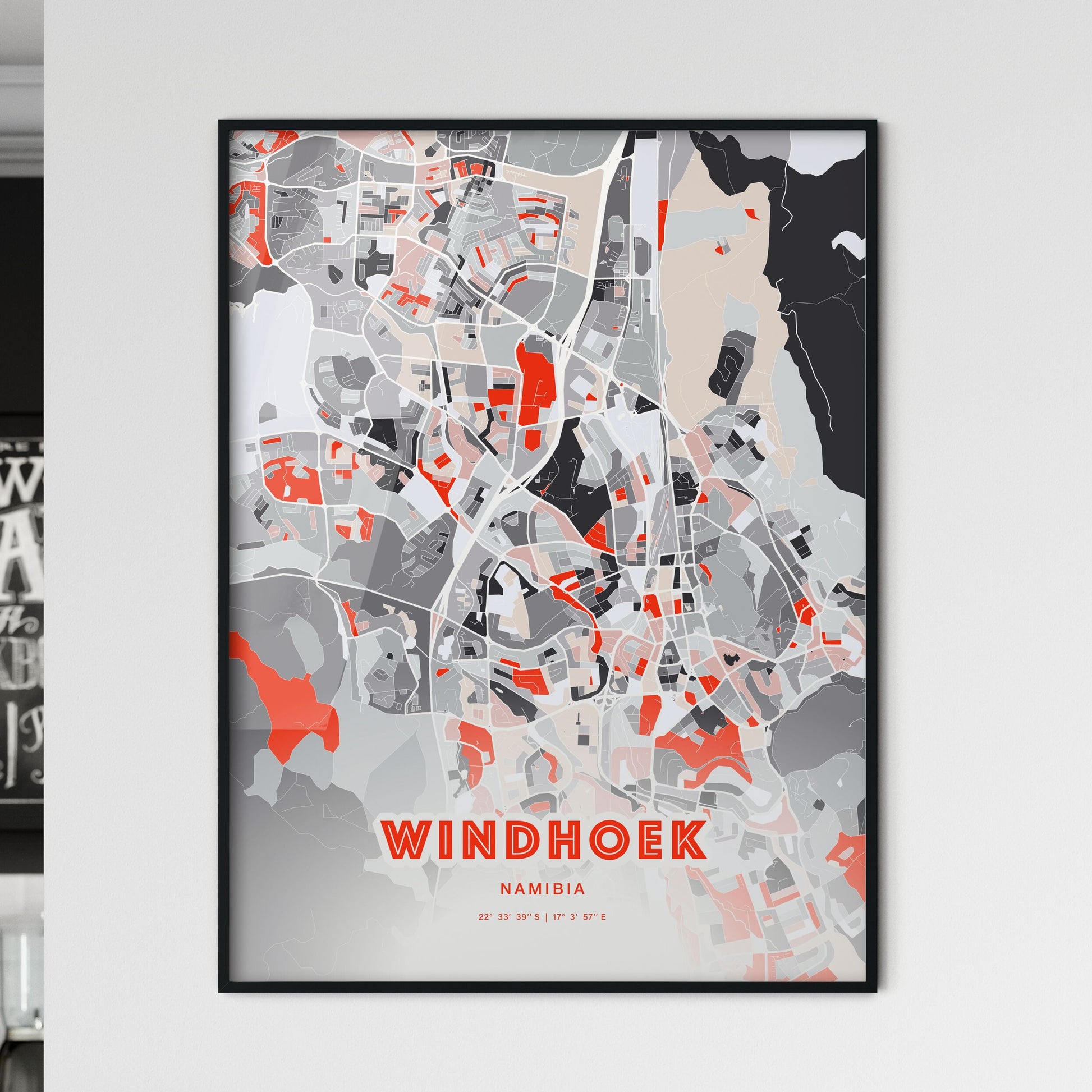 Colorful WINDHOEK NAMIBIA Fine Art Map Modern