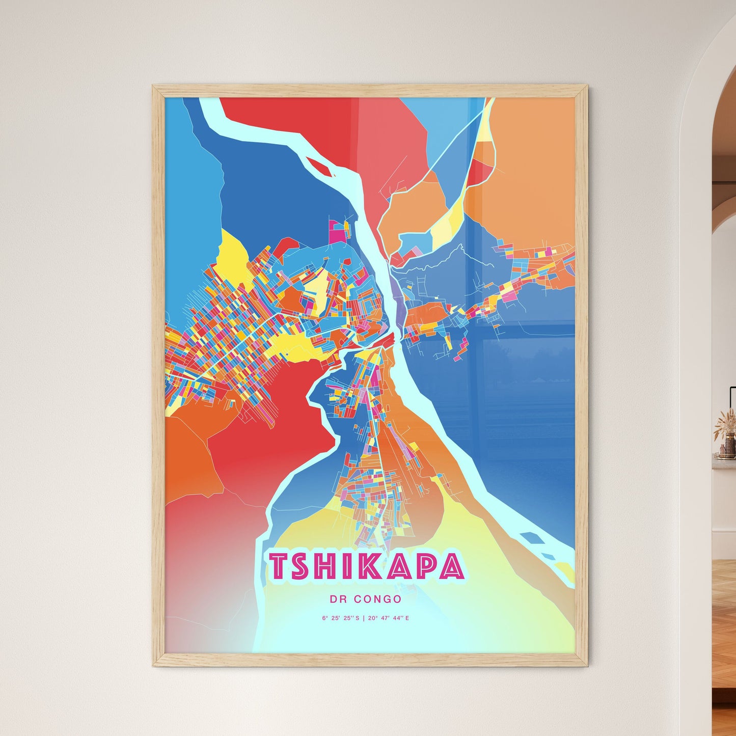 Colorful TSHIKAPA DR CONGO Fine Art Map Crazy Colors