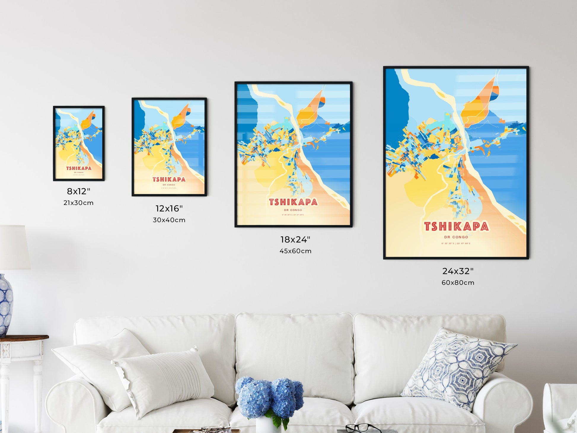 Colorful TSHIKAPA DR CONGO Fine Art Map