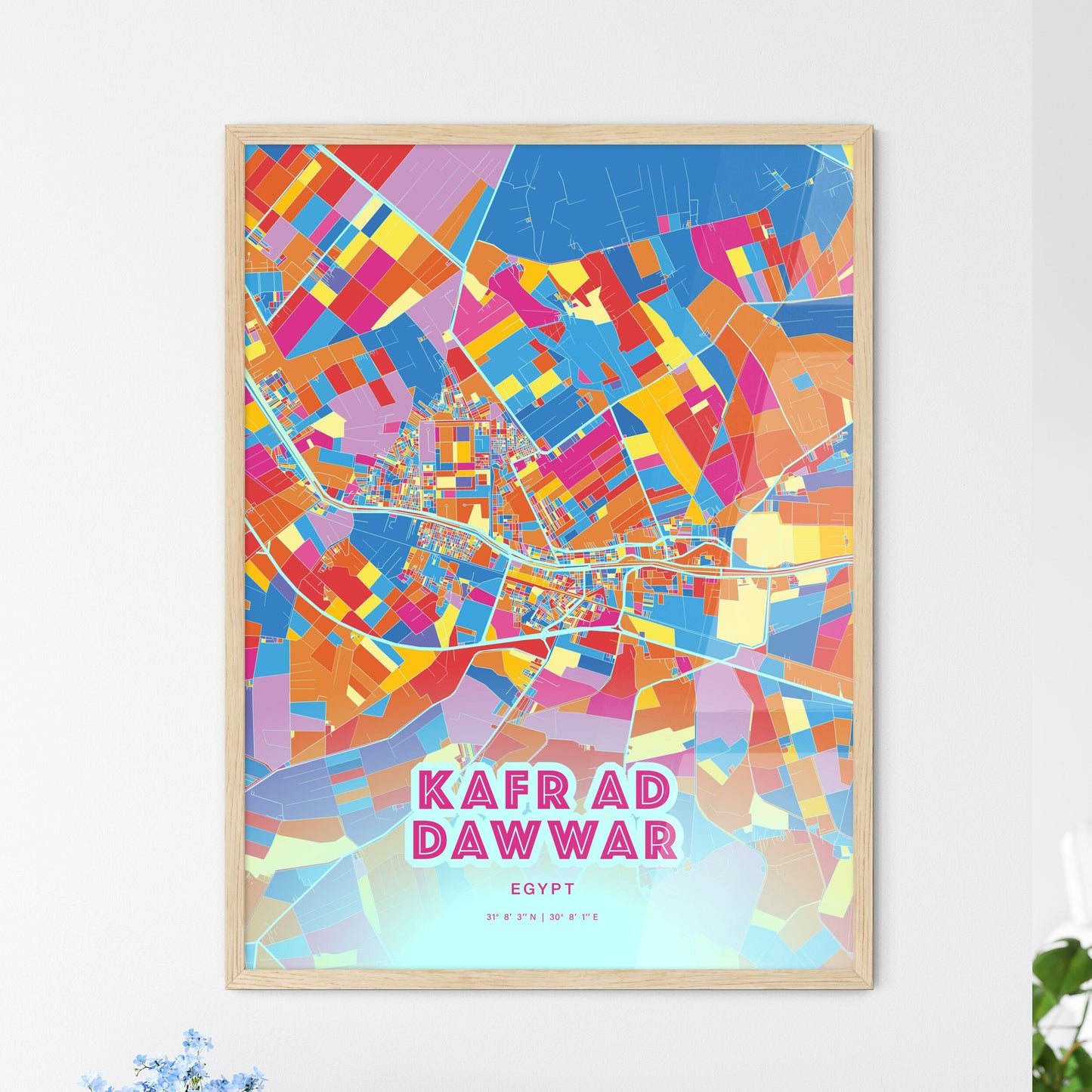 Colorful KAFR AD DAWWAR EGYPT Fine Art Map Crazy Colors