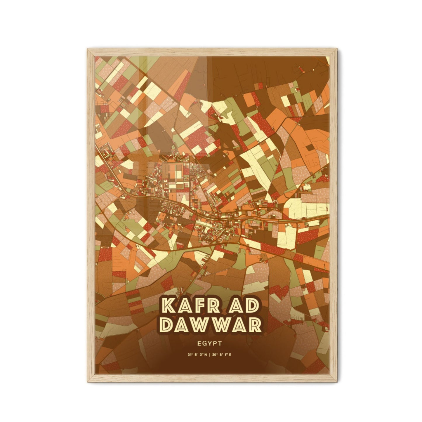 Colorful KAFR AD DAWWAR EGYPT Fine Art Map Farmhouse