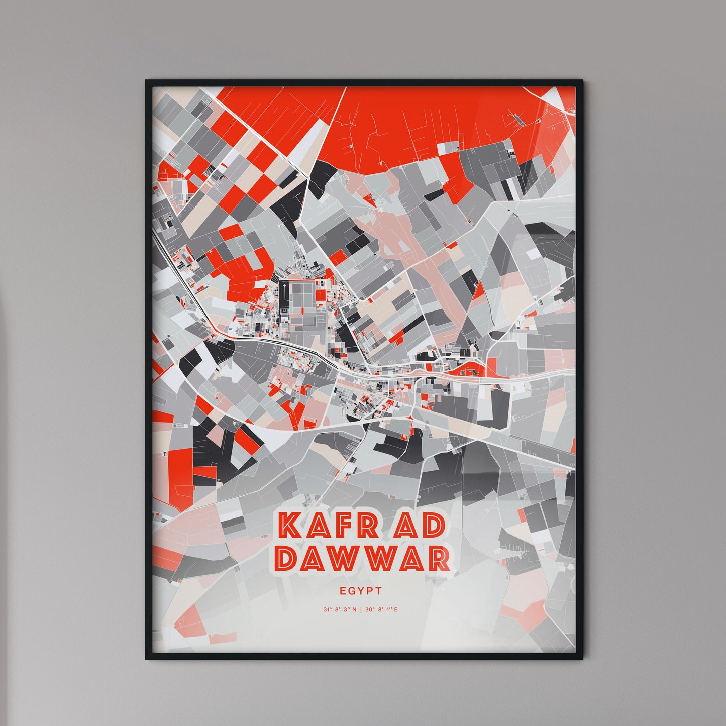 Colorful KAFR AD DAWWAR EGYPT Fine Art Map Modern