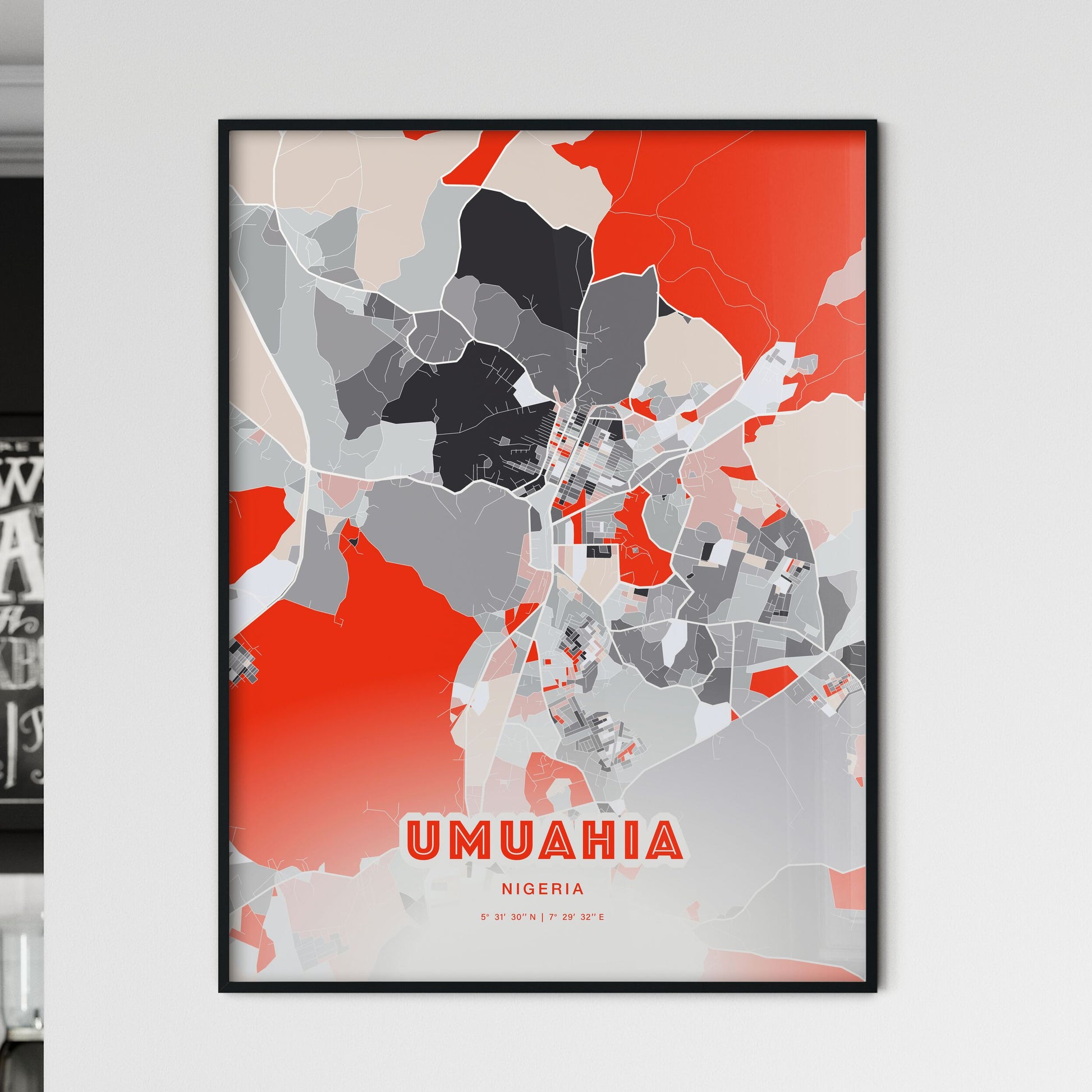 Colorful UMUAHIA NIGERIA Fine Art Map Modern