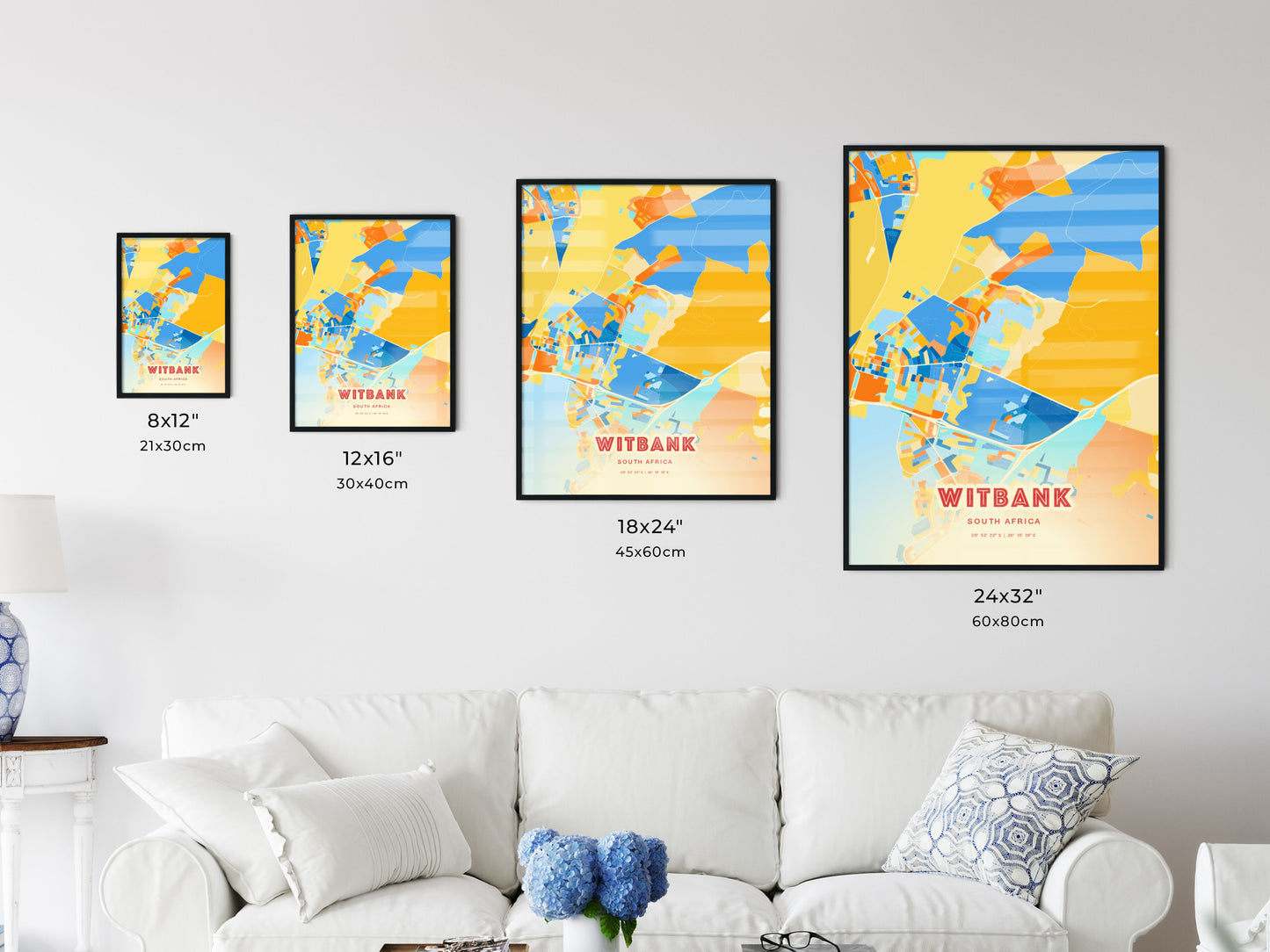 Colorful WITBANK SOUTH AFRICA Fine Art Map