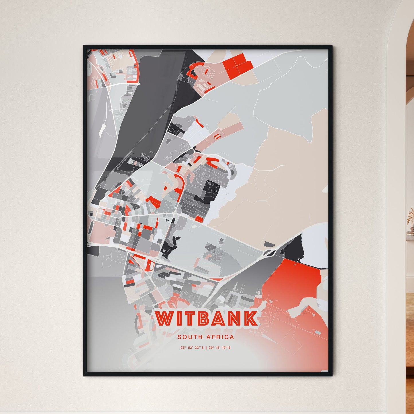 Colorful WITBANK SOUTH AFRICA Fine Art Map Modern