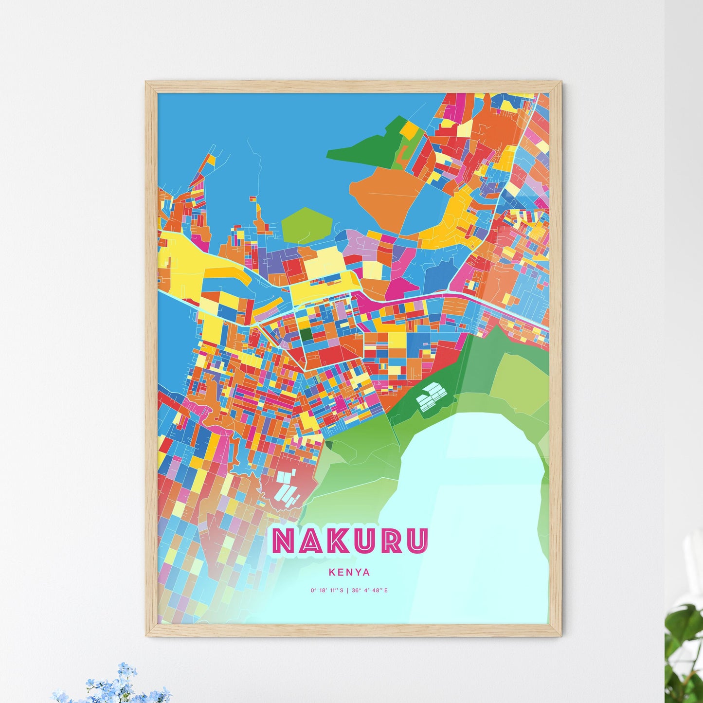 Colorful NAKURU KENYA Fine Art Map Crazy Colors