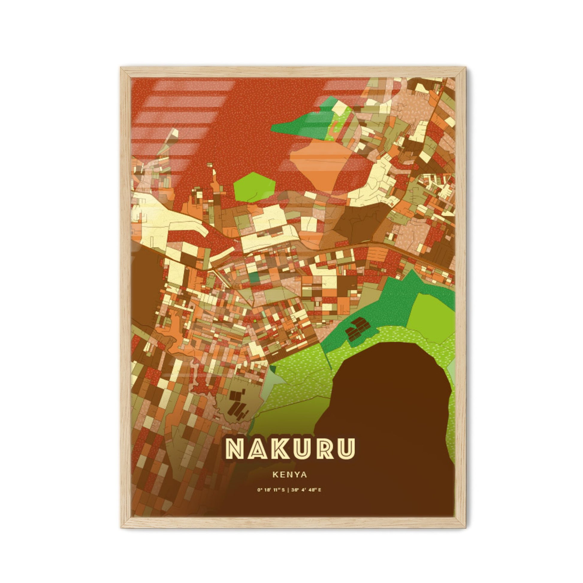 Colorful NAKURU KENYA Fine Art Map Farmhouse