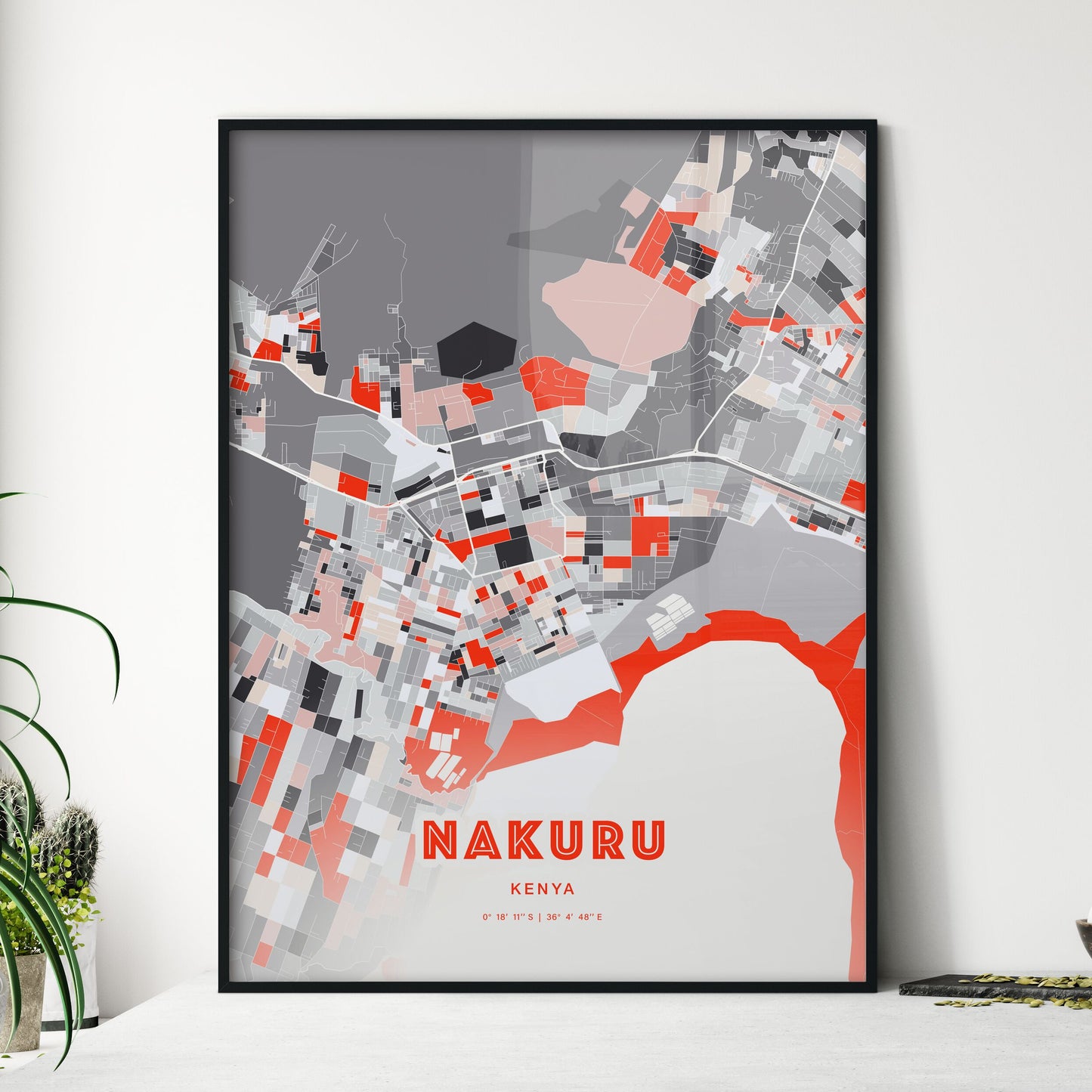 Colorful NAKURU KENYA Fine Art Map Modern