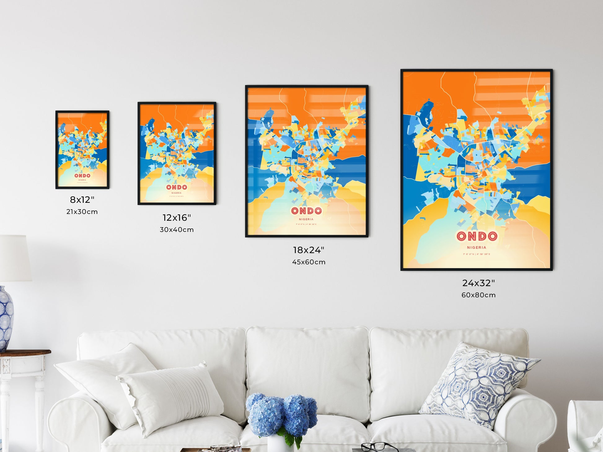 Colorful ONDO NIGERIA Fine Art Map