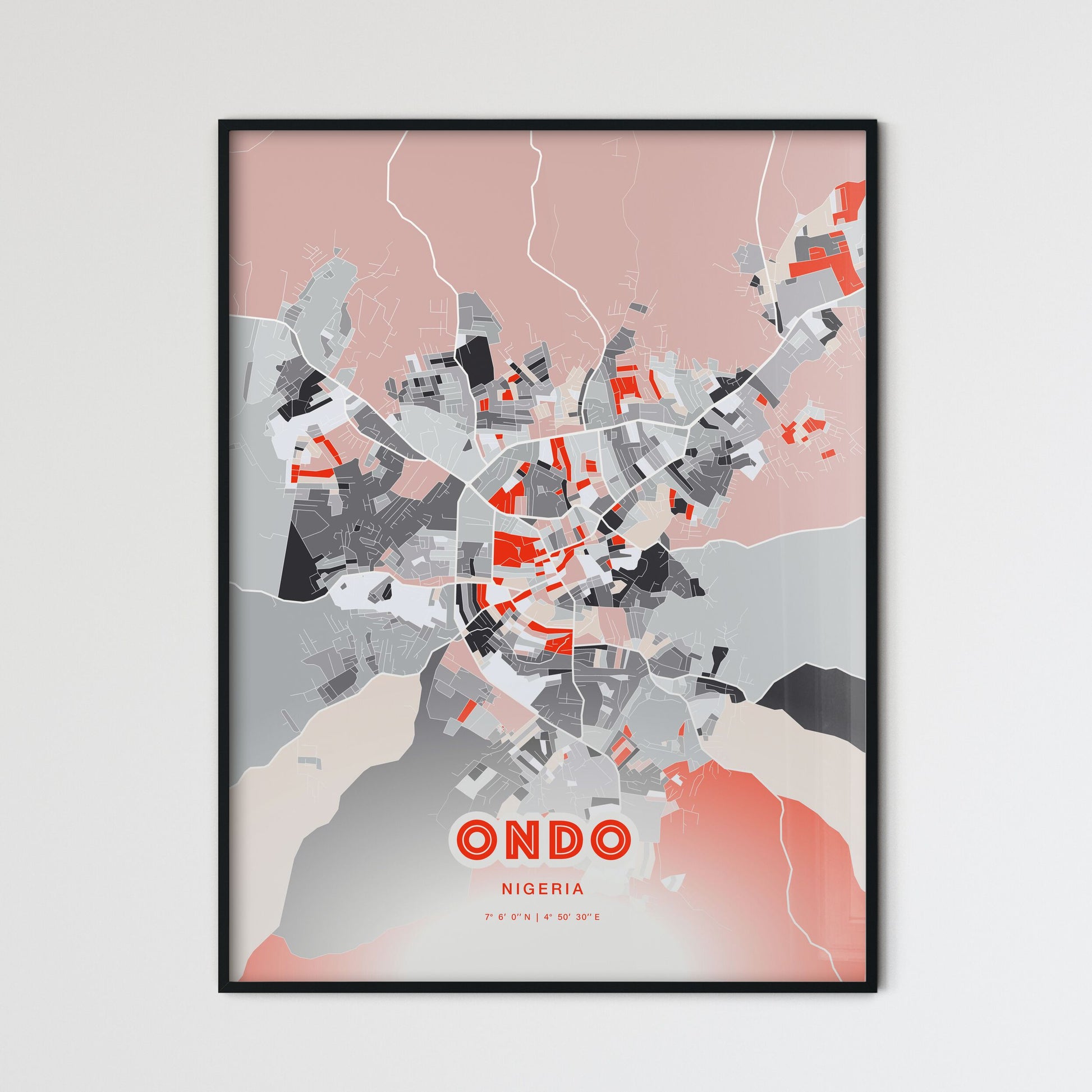 Colorful ONDO NIGERIA Fine Art Map Modern