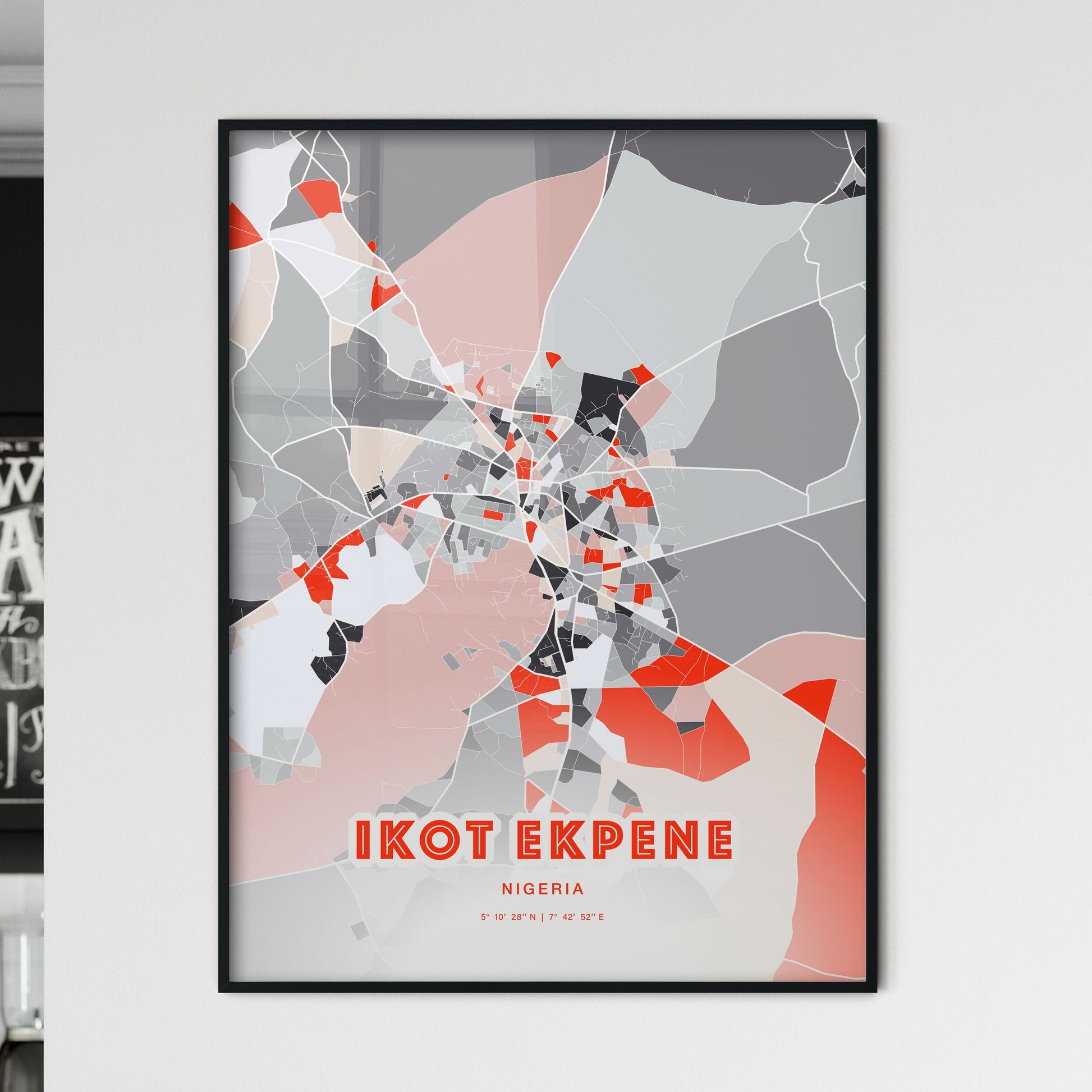 Colorful IKOT EKPENE NIGERIA Fine Art Map Modern