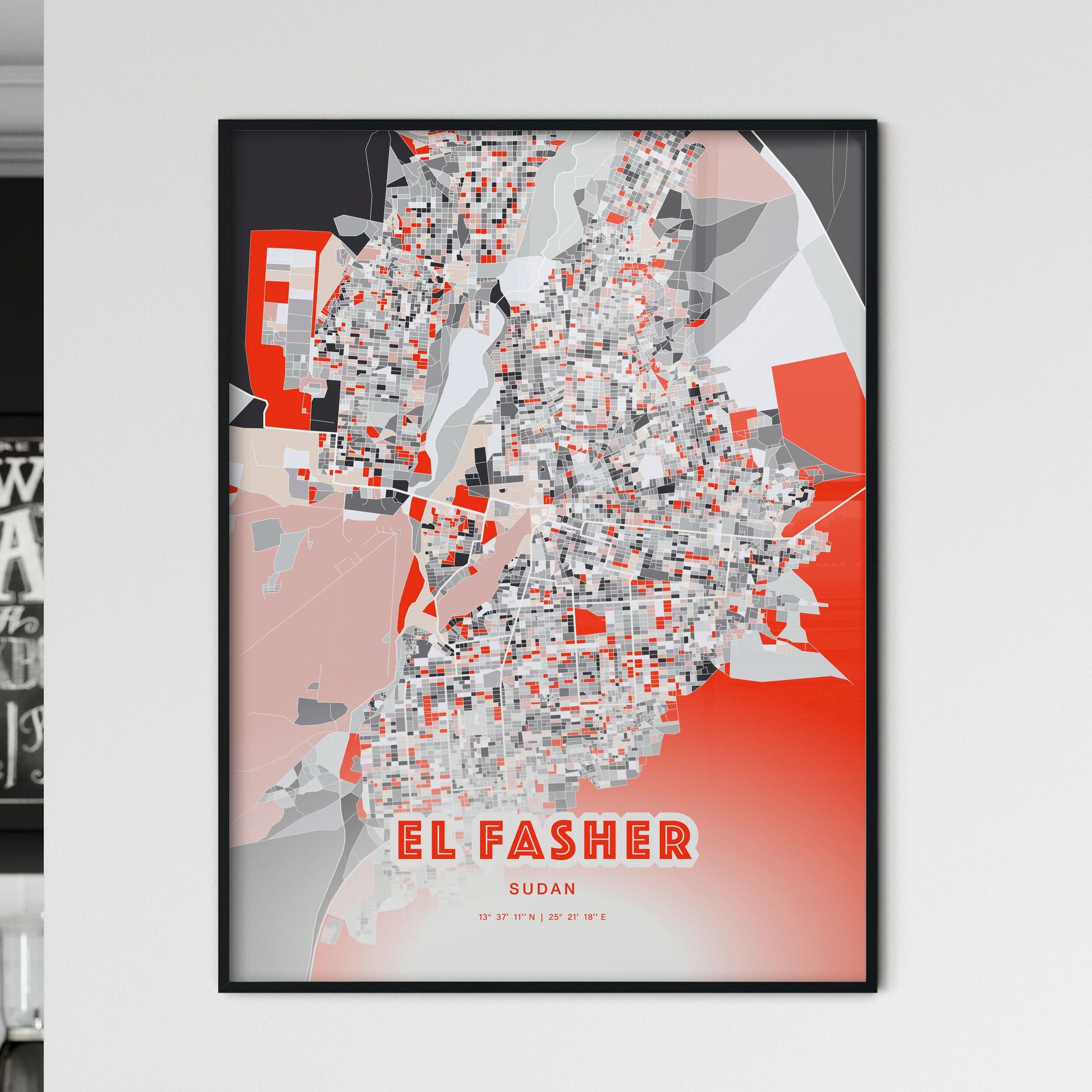 Colorful EL FASHER SUDAN Fine Art Map Modern