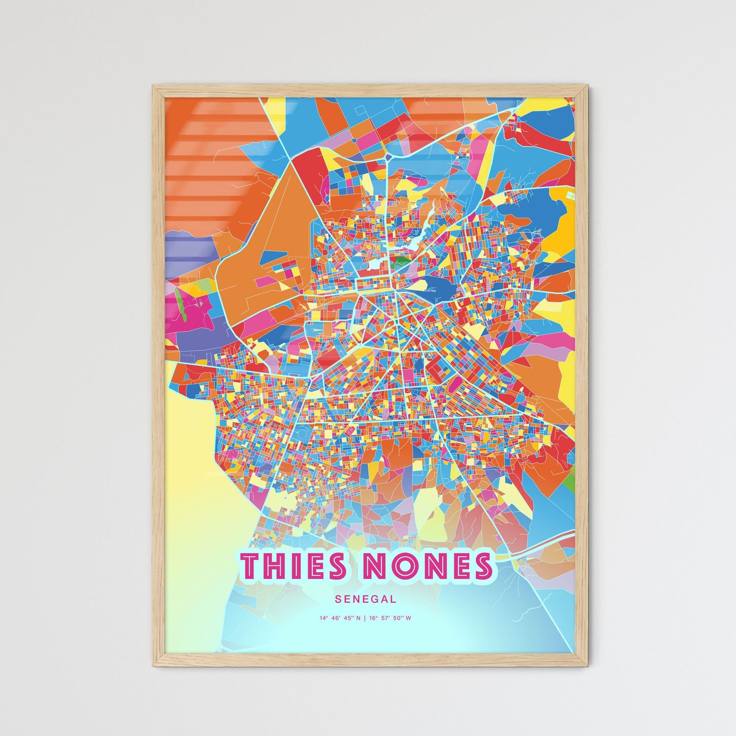 Colorful THIES NONES SENEGAL Fine Art Map Crazy Colors