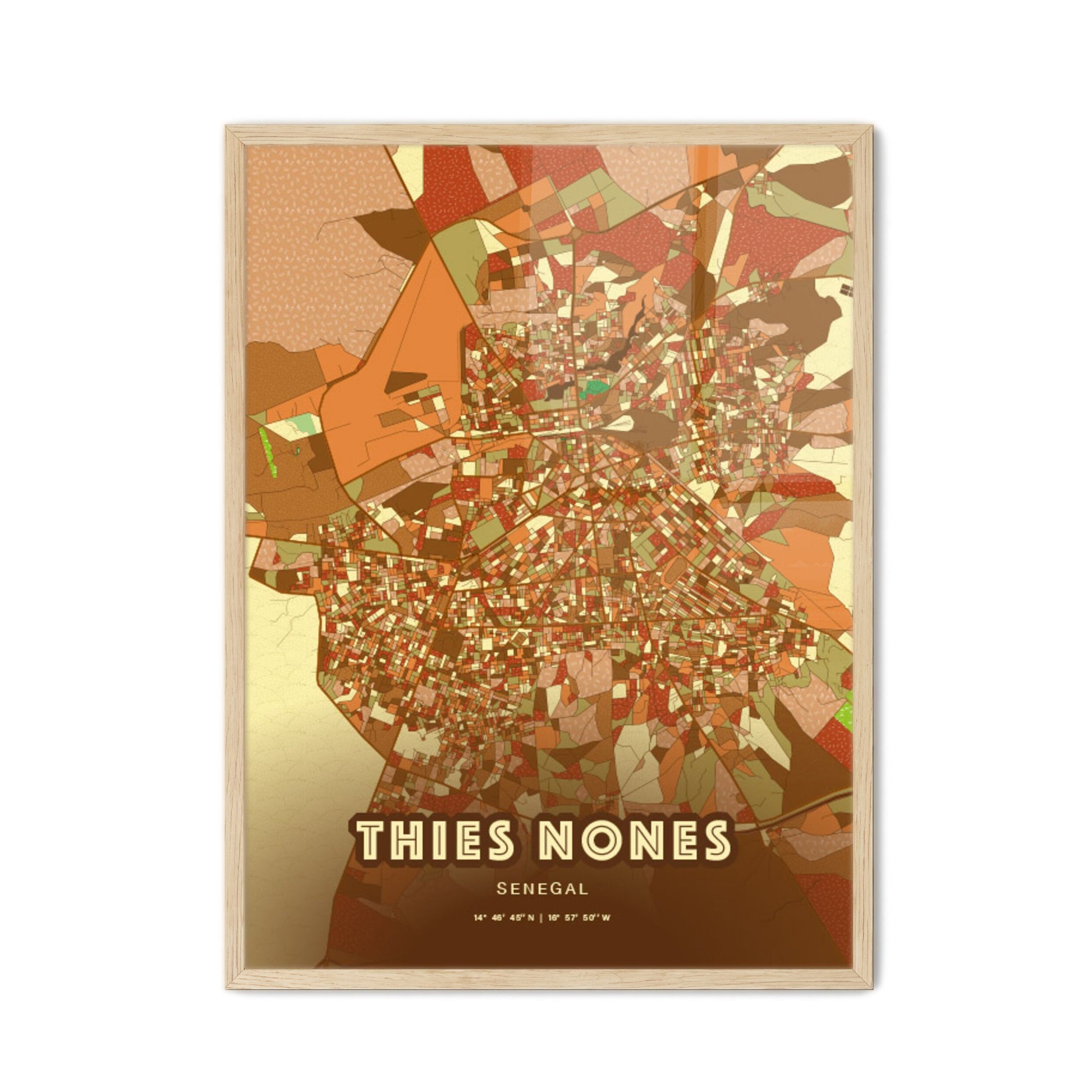 Colorful THIES NONES SENEGAL Fine Art Map Farmhouse