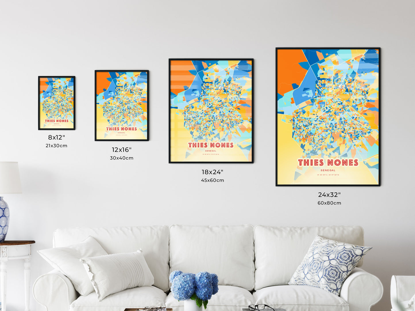 Colorful THIES NONES SENEGAL Fine Art Map