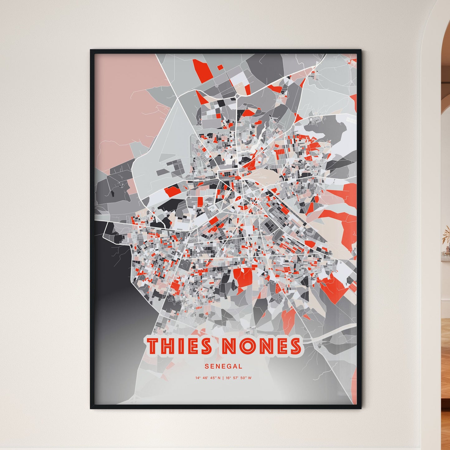 Colorful THIES NONES SENEGAL Fine Art Map Modern