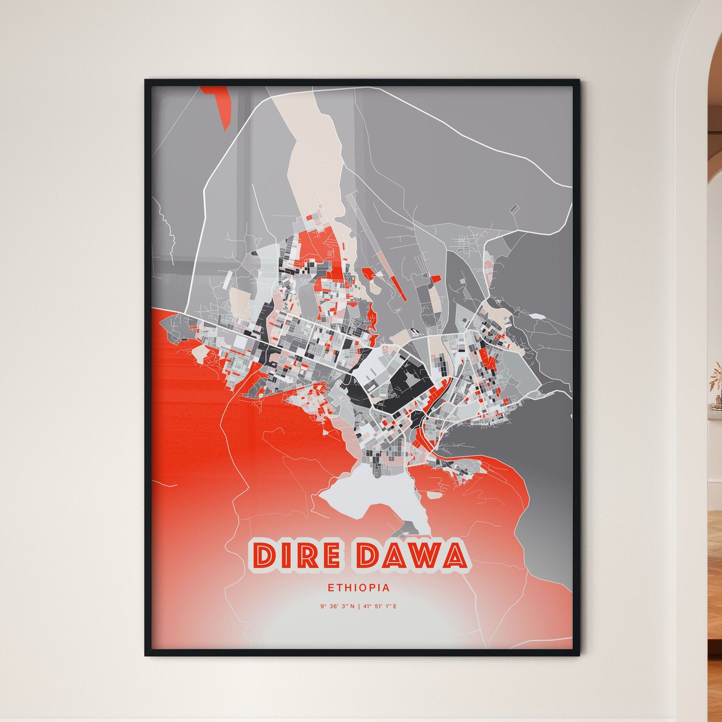 Colorful DIRE DAWA ETHIOPIA Fine Art Map Modern