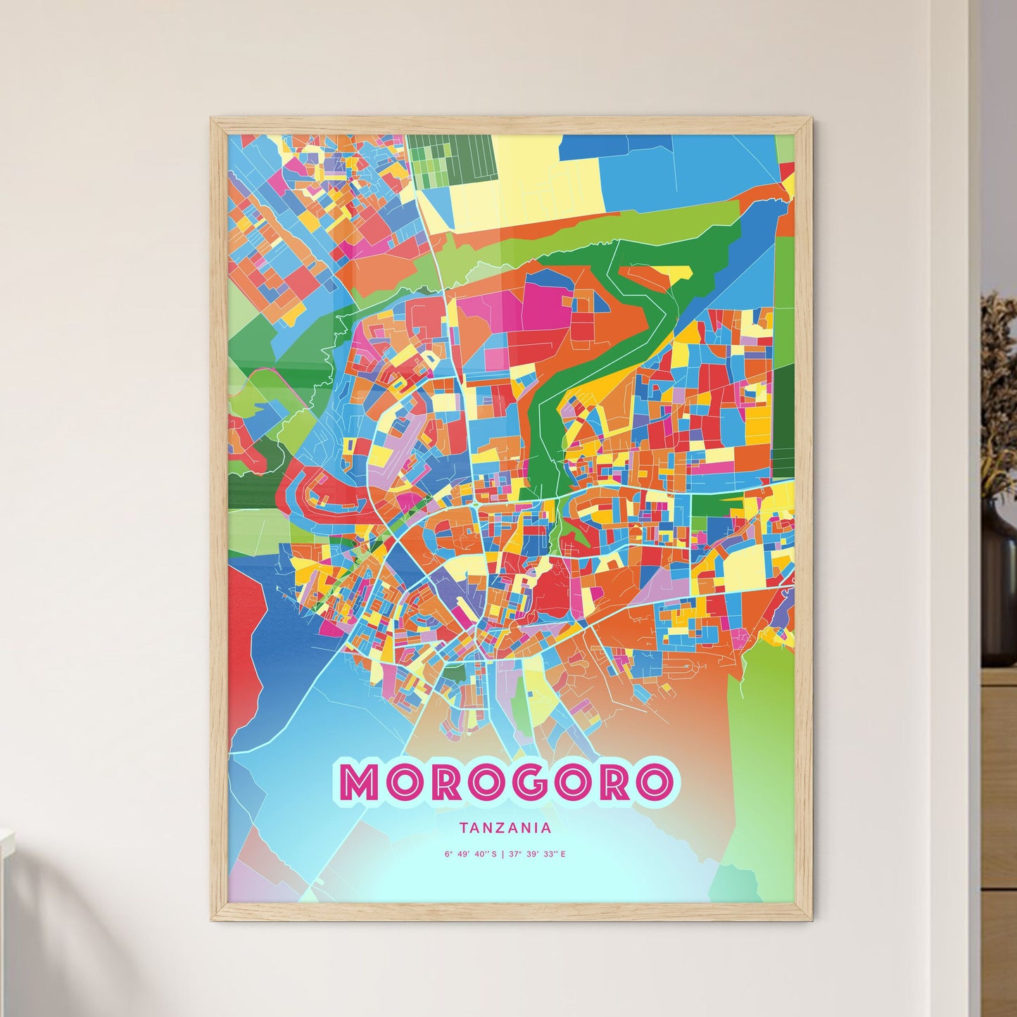Colorful MOROGORO TANZANIA Fine Art Map Crazy Colors
