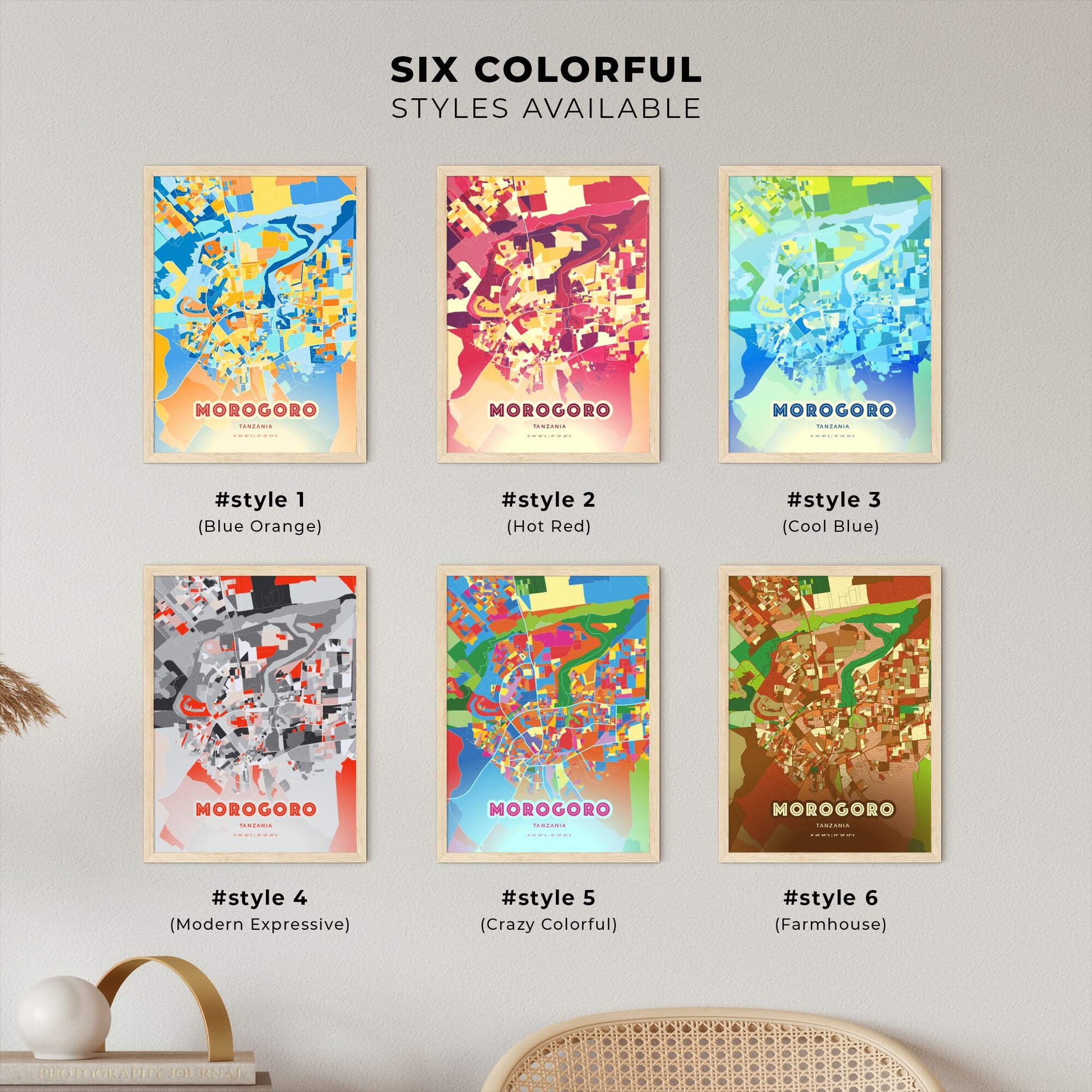 Colorful MOROGORO TANZANIA Fine Art Map