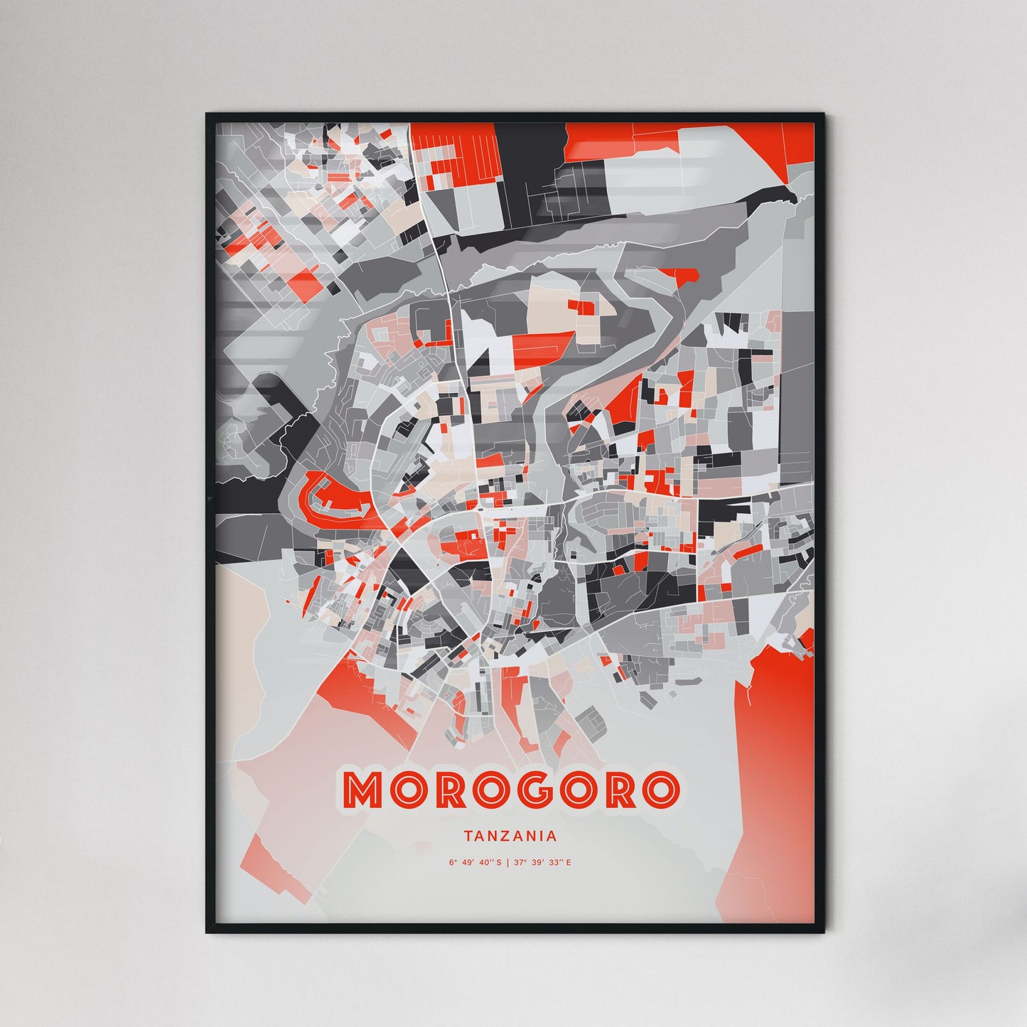 Colorful MOROGORO TANZANIA Fine Art Map Modern