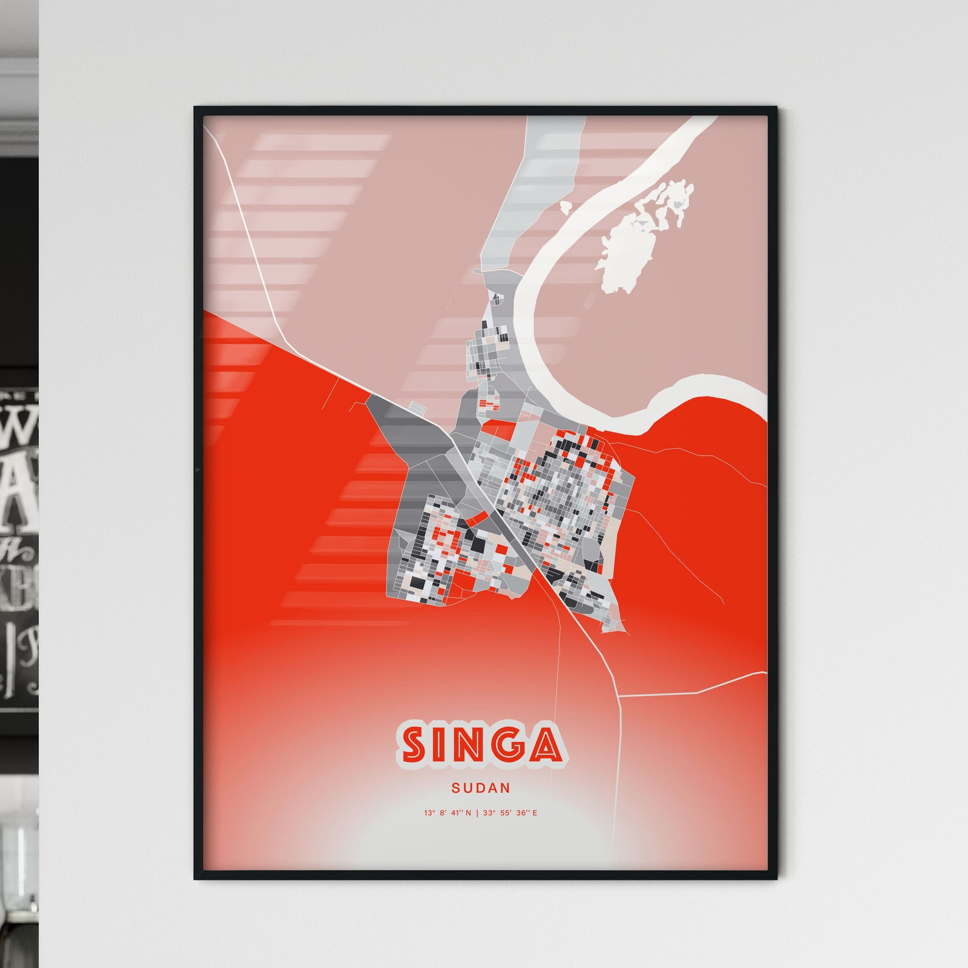 Colorful SINGA SUDAN Fine Art Map Modern