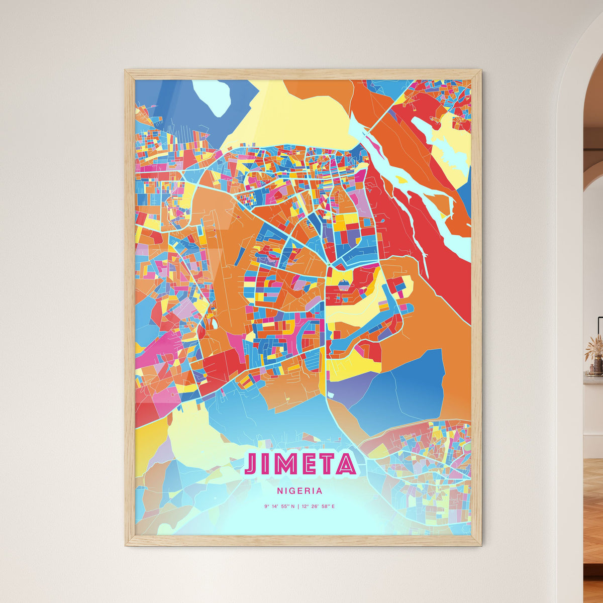 Colorful JIMETA NIGERIA Fine Art Map Crazy Colors