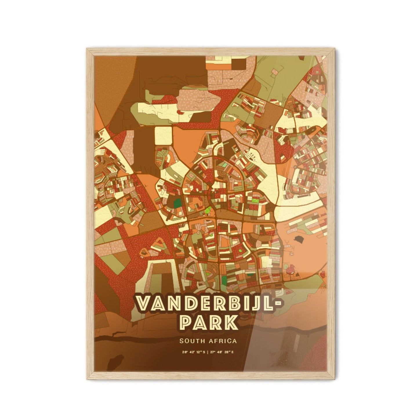 Colorful VANDERBIJLPARK SOUTH AFRICA Fine Art Map Farmhouse