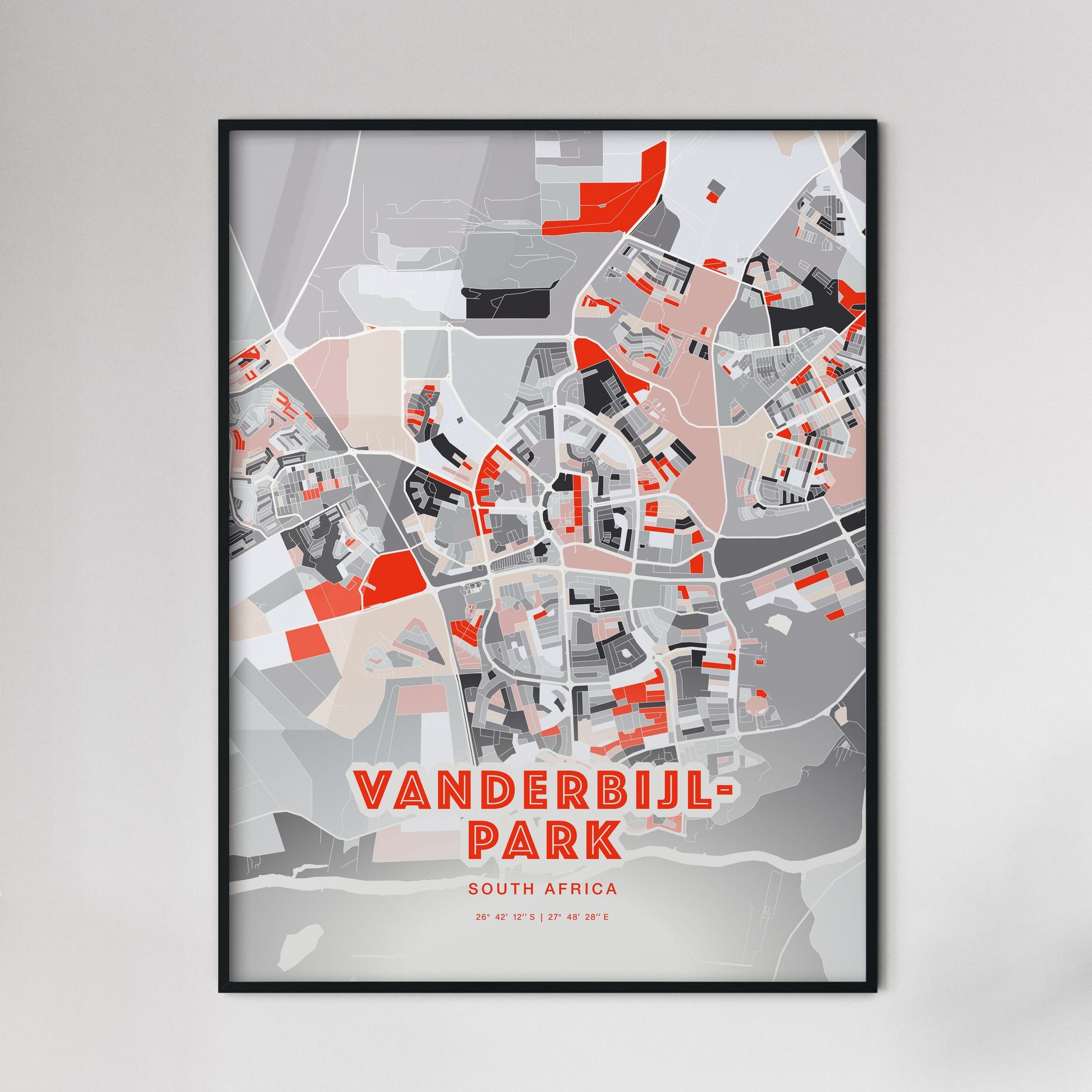 Colorful VANDERBIJLPARK SOUTH AFRICA Fine Art Map Modern