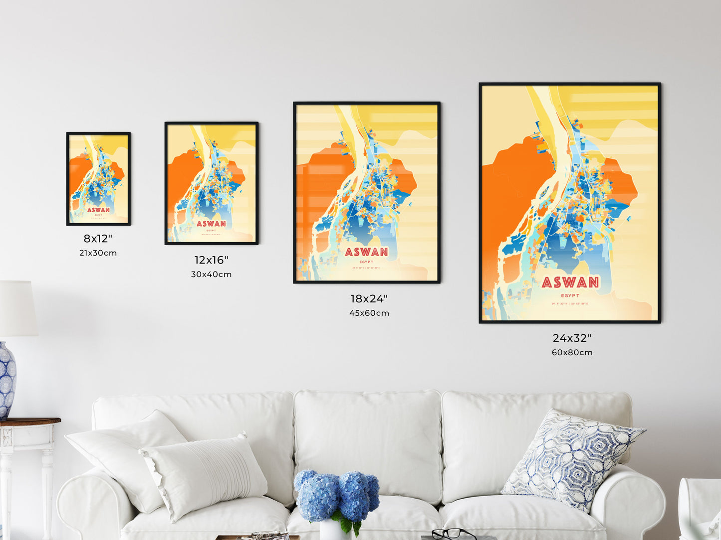 Colorful ASWAN EGYPT Fine Art Map