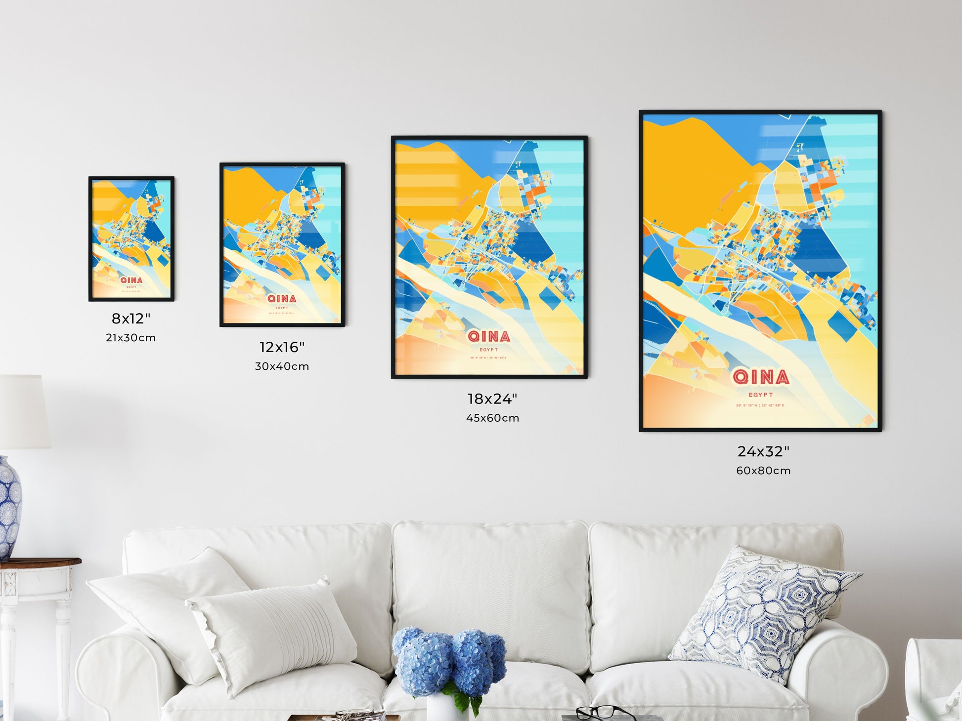 Colorful QINA EGYPT Fine Art Map