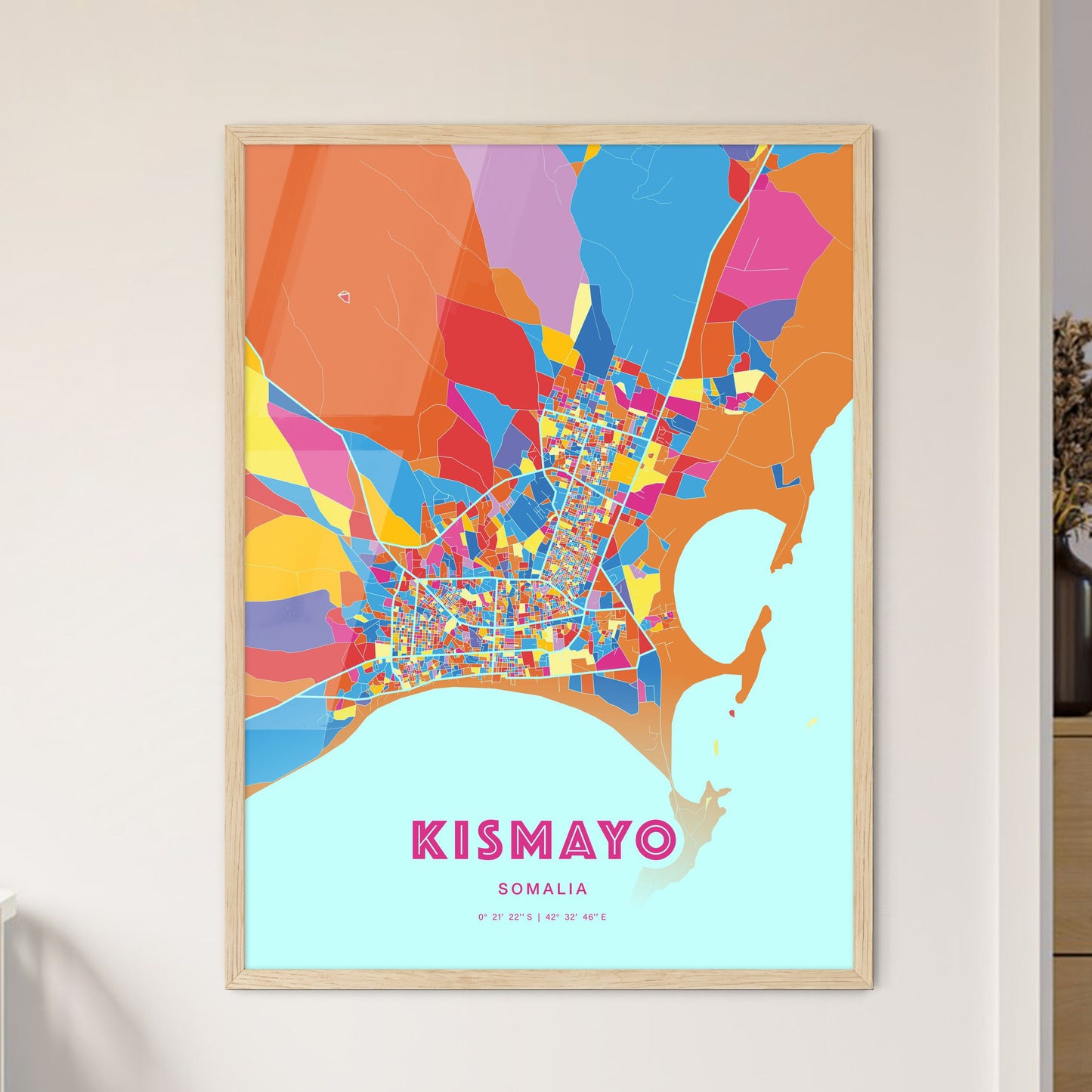 Colorful KISMAYO SOMALIA Fine Art Map Crazy Colors