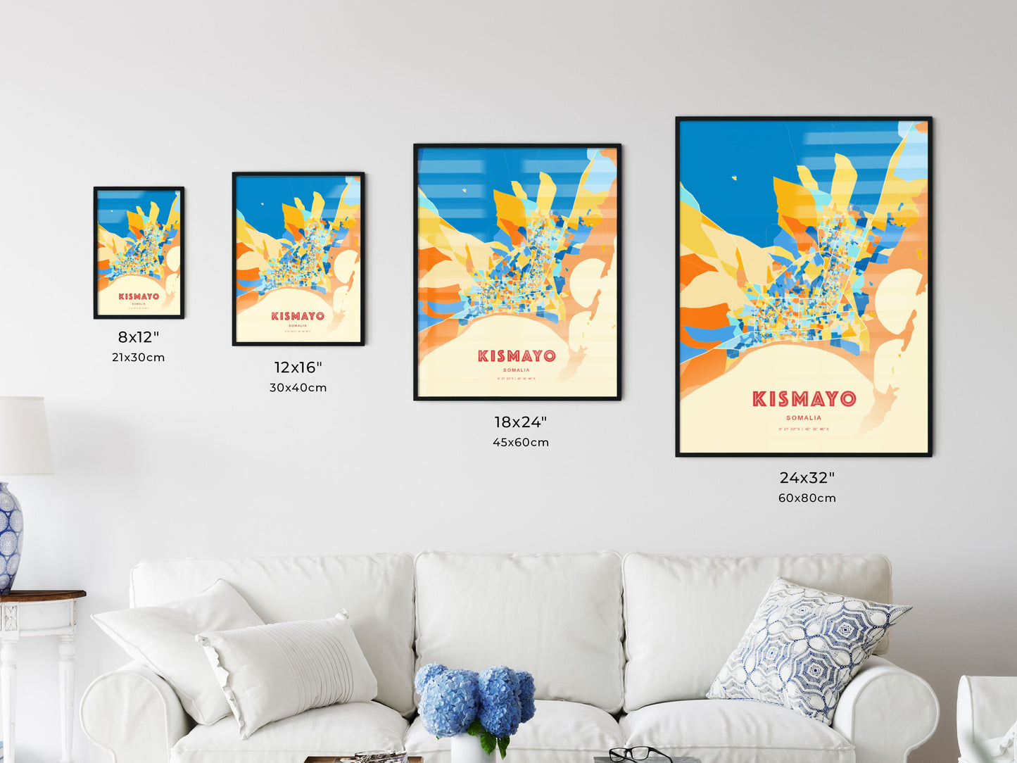 Colorful KISMAYO SOMALIA Fine Art Map