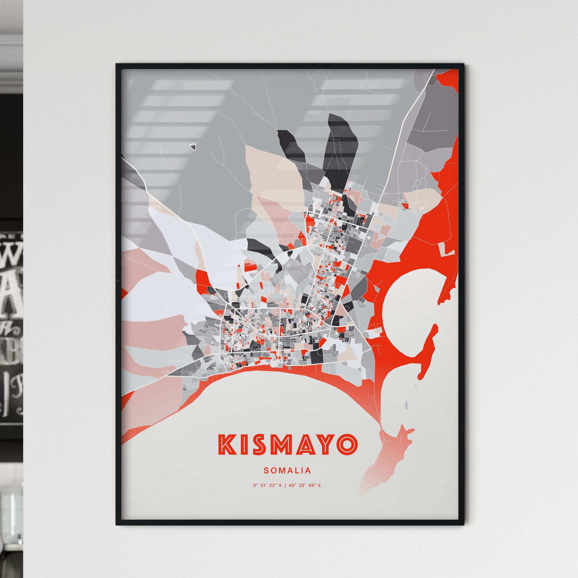 Colorful KISMAYO SOMALIA Fine Art Map Modern